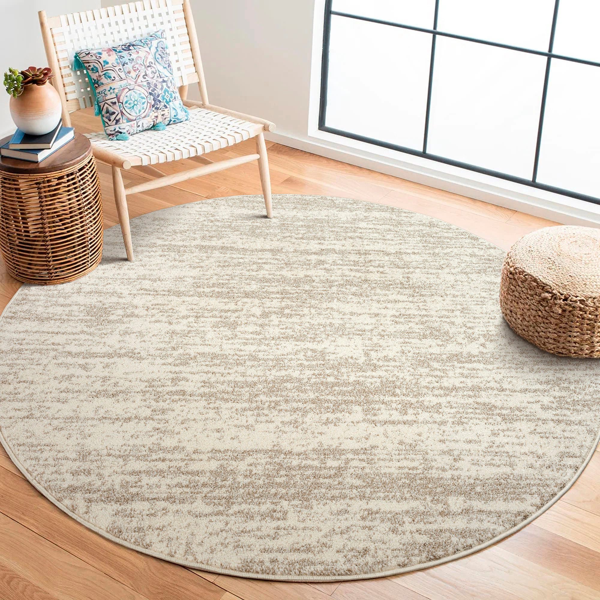 Sanat Teppich Oslo, auch als Läufer und in Rund, rund, Höhe: 10 mm, meliert robuster Kurzflor, Wohnzimmer, Schlafzimmer, auch als Läufer
