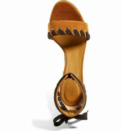 Chloé CHLOE MILES ICONIC WHIPSTITCH STRAP LACE-UP SUEDE SANDALS PUMPS SCHUHE Sandale