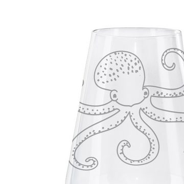 Mr. & Mrs. Panda Weißweinglas Tintenfisch - Transparent - Geschenk, Spülmaschinenfeste Weingläser, Premium Glas, Einzigartig graviert