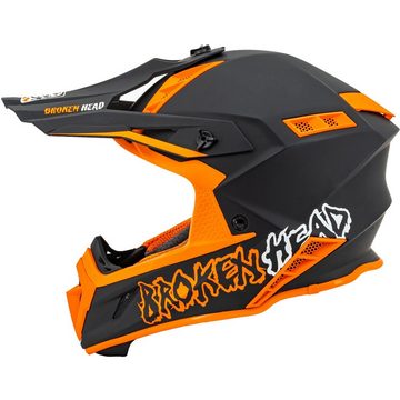 Broken Head Motocrosshelm The Hunter Light Orange (Mit MX-Struggler Rot), Sehr leicht
