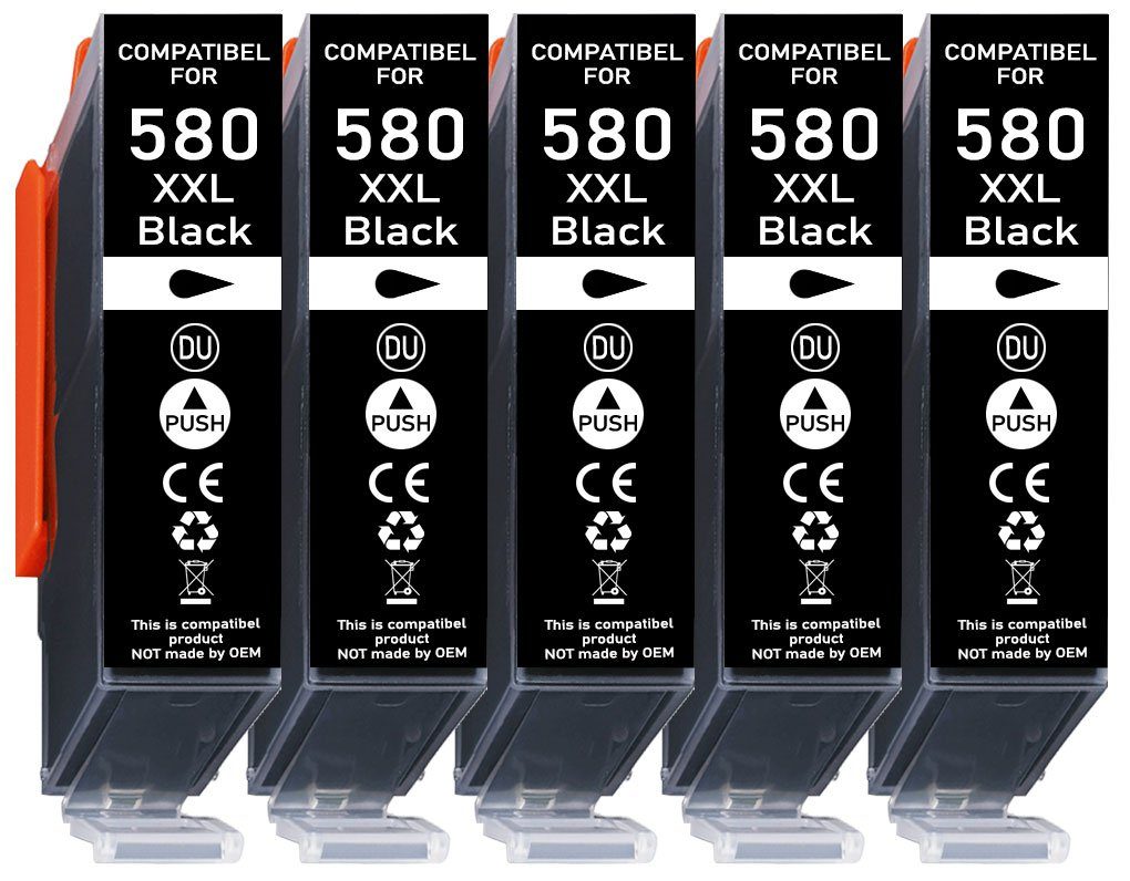Druckerparadies 5er Sparpack für Canon 580 XXL Druckerpatronen Set Tintenpatrone (5-tlg., TS6150 TS6151 TS6240 TS6241 TS6250 TS6251 TS6350 TS6351 TS705)