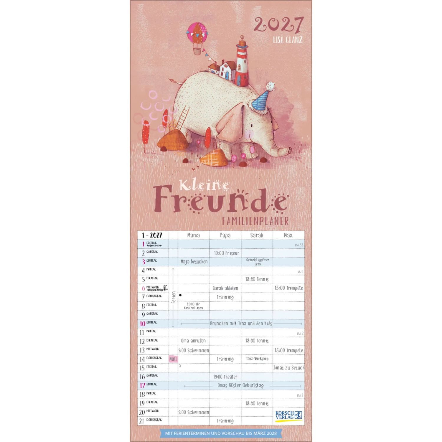 Korsch Verlag Wandkalender Kleine Freunde 2027