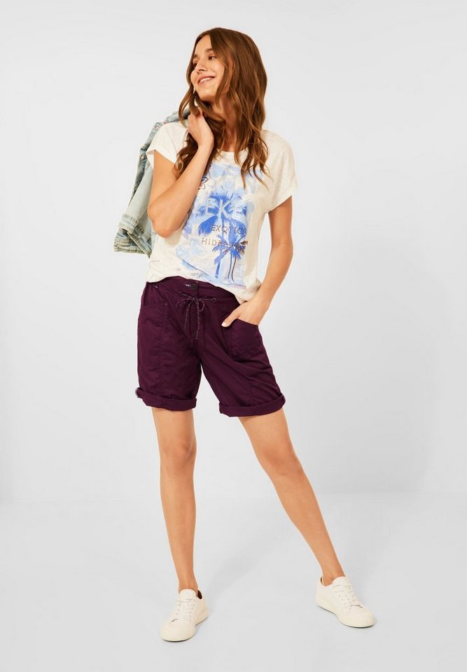Juice Fit Cecil Tunnelzugbändchen Casual Red (1-tlg) Shorts in Berry Shorts Cecil