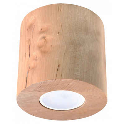SOLLUX lighting Deckenleuchte Deckenlampe Deckenleuchte ORBIS Natural Holz, 1x GU10, ca. 10x10x10 cm