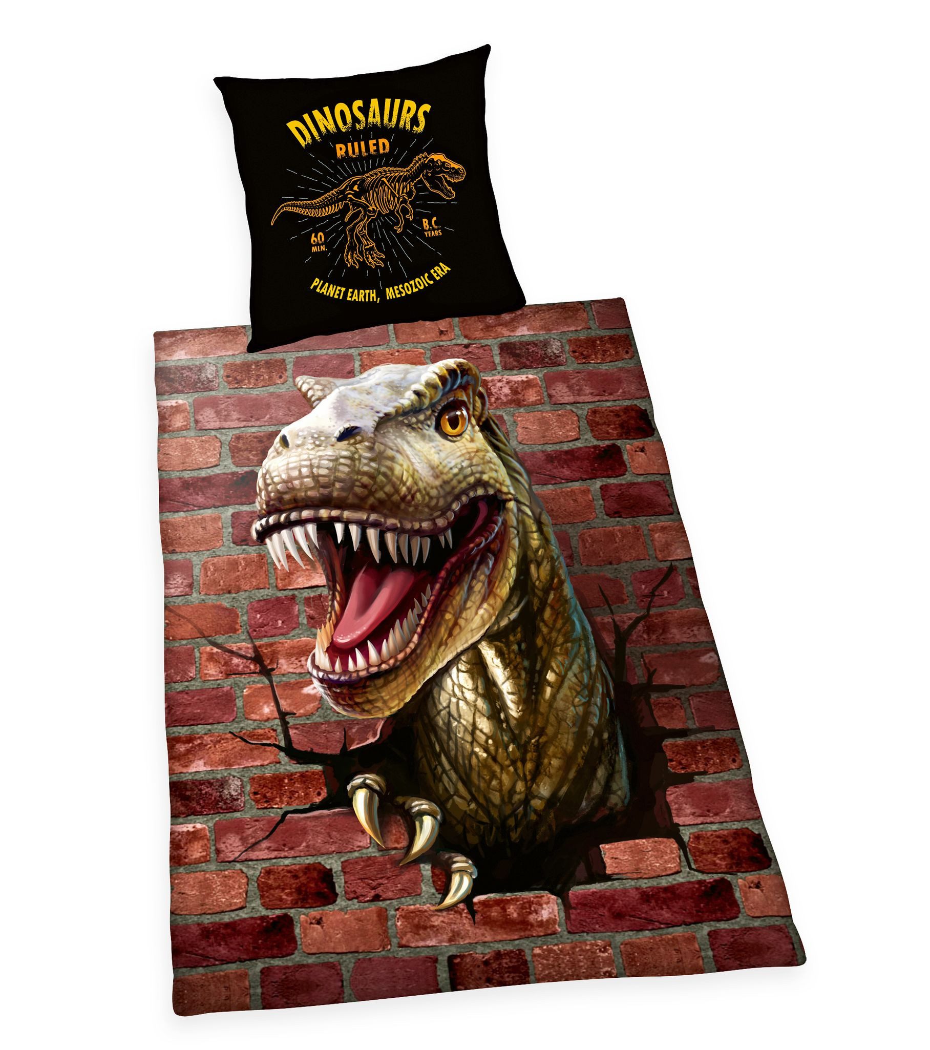 Herding Wendebettwäsche 135x200cm 3D Dino Digitaldruck, günstig online kaufen