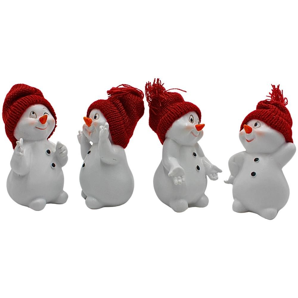 Dekohelden24 Holzkiste Lustige Schneemänner, Schneekinder, Keramikschneemänner, Dekoschneeman, stehend