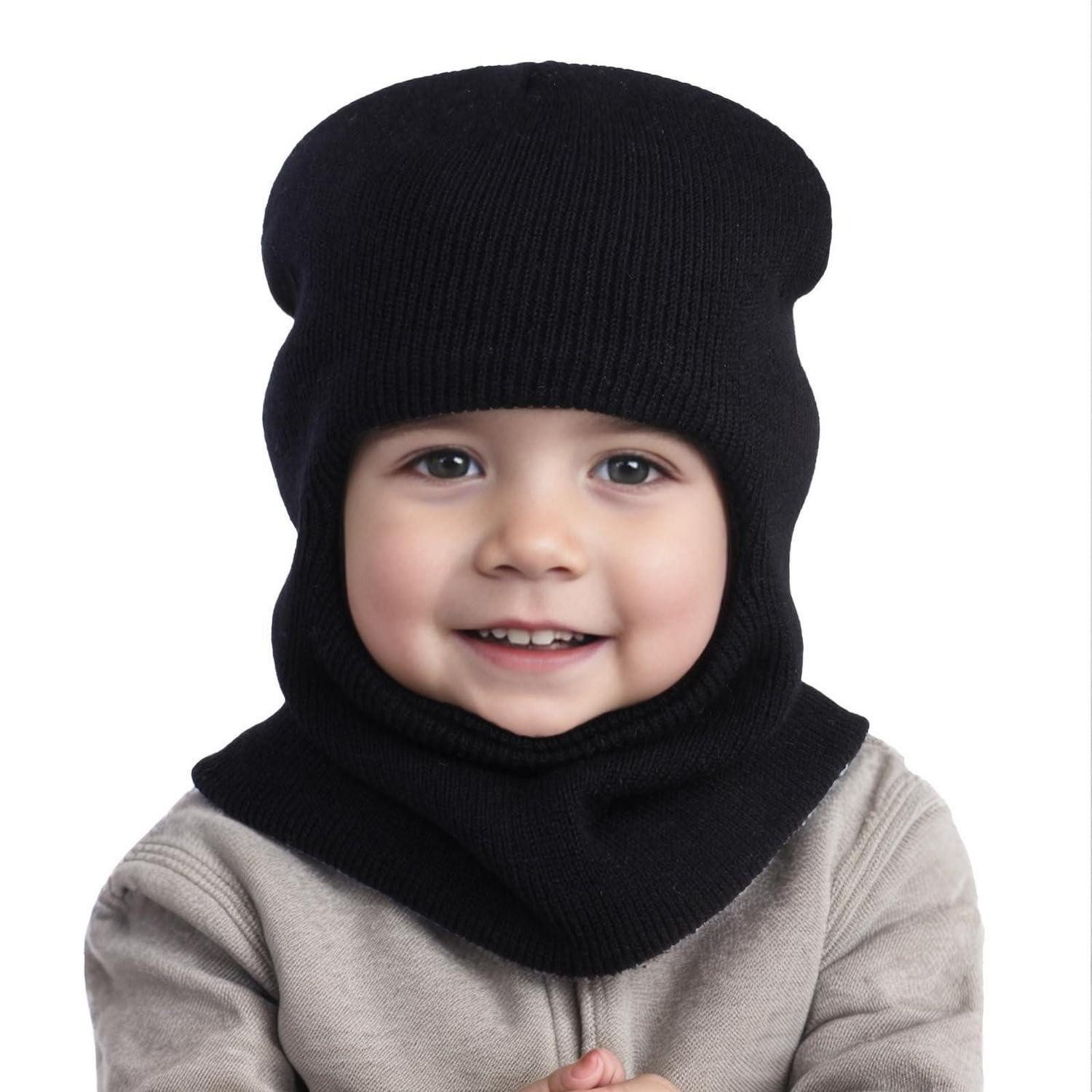 LuxusKollektion Sturmhaube Schlupfmütze Kinder Wintermütze Beanie Sturmhaube Schwarz