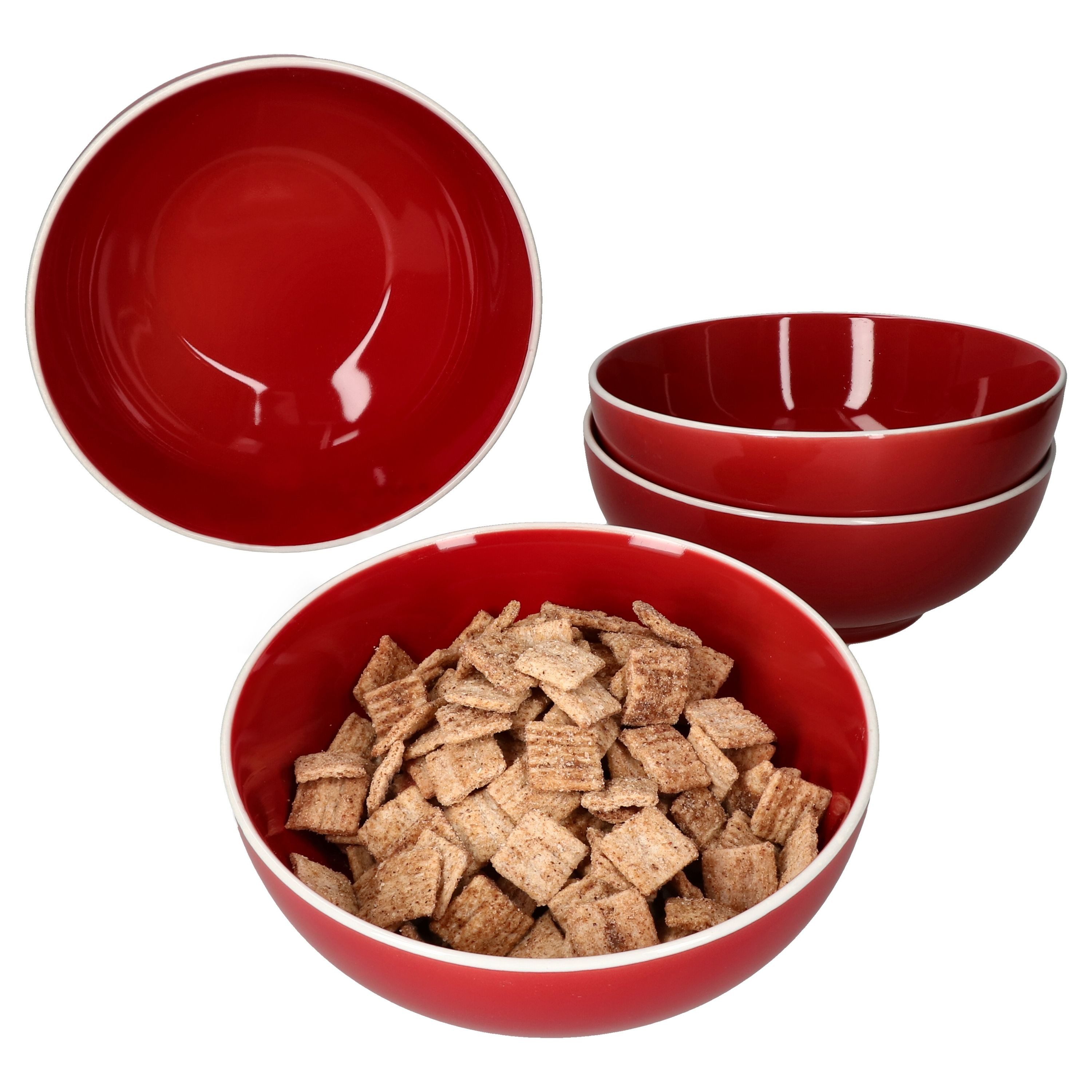 MamboCat Rührschüssel 4er Set Schale Linus Rot - 404135, Steingut