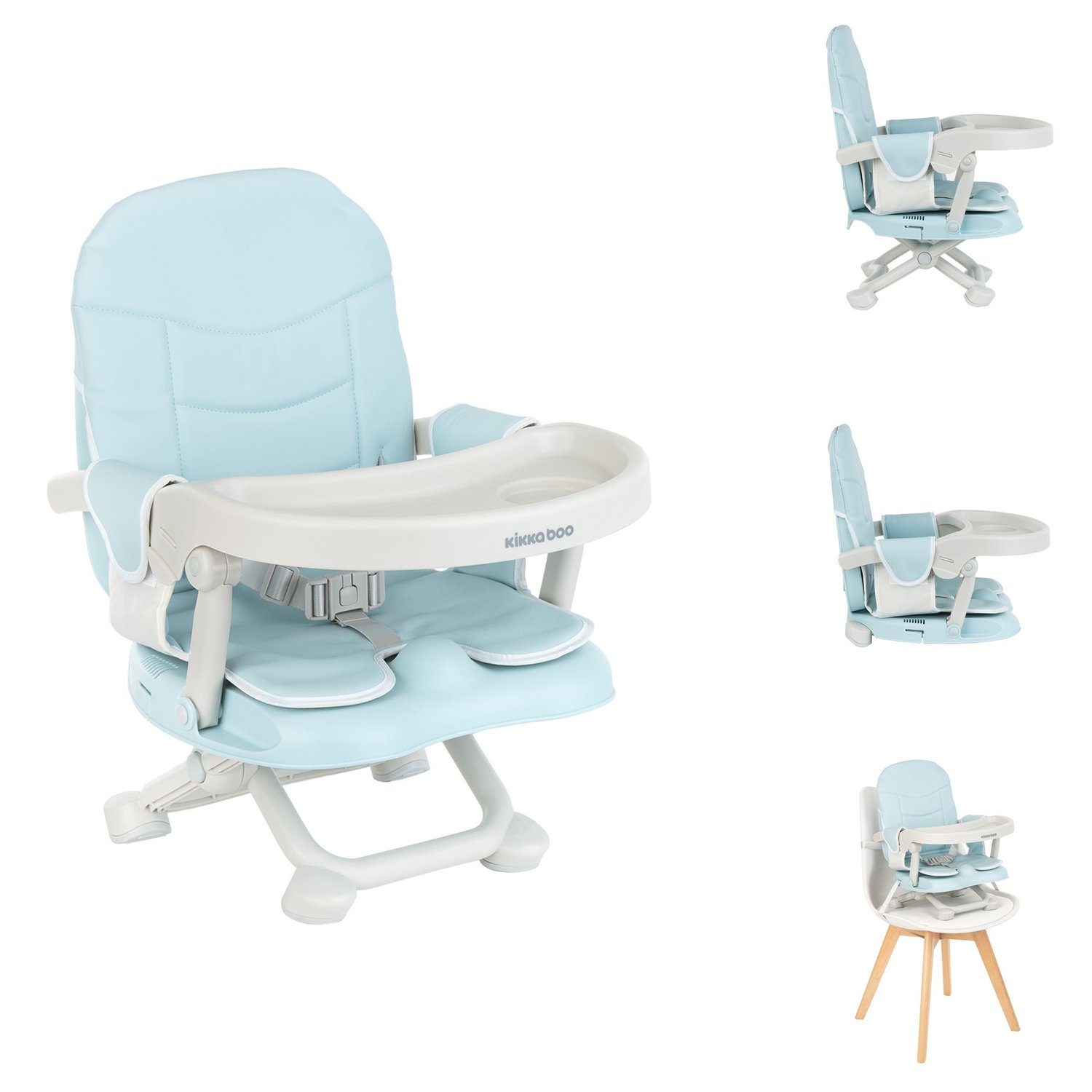 Kikkaboo Stuhl Kindersitzerhöhung Pappo, Booster, Tisch, klappbar, Sicherheitsgurt blau | Stühle