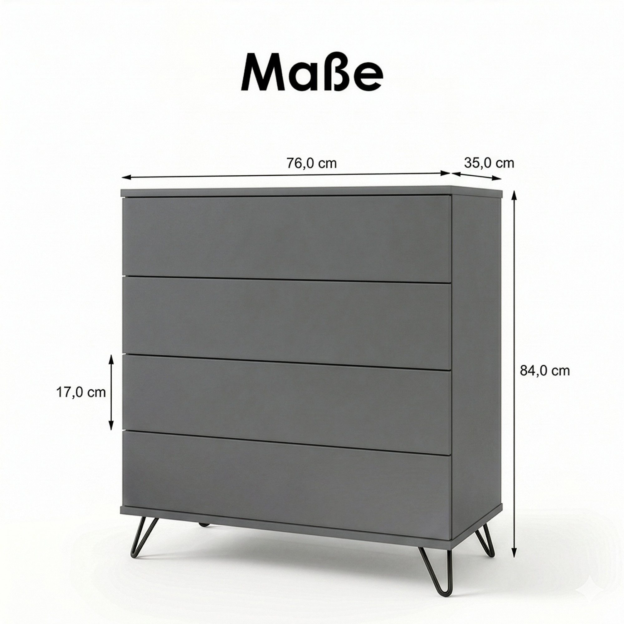 InnoFurn Kommode Elara Schrank (Schubladenschrank), Schrank mit 4 Schubladen, Sideboard mit Push-to-Open – Bild 5 von 5