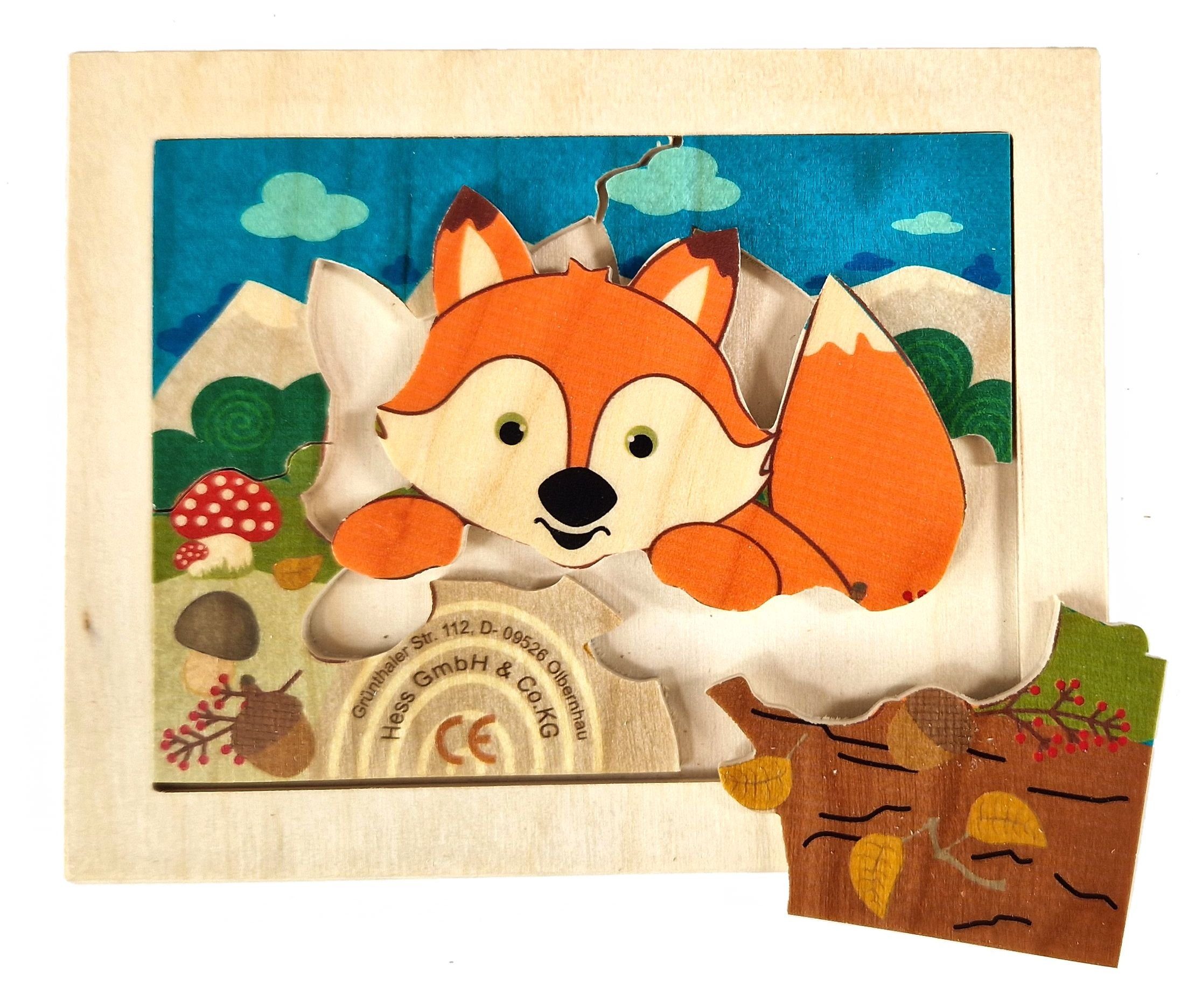HESS SPIELZEUG Puzzle Minipuzzle Fuchs bunt BxHxT 12x10x1cm NEU, Puzzleteile