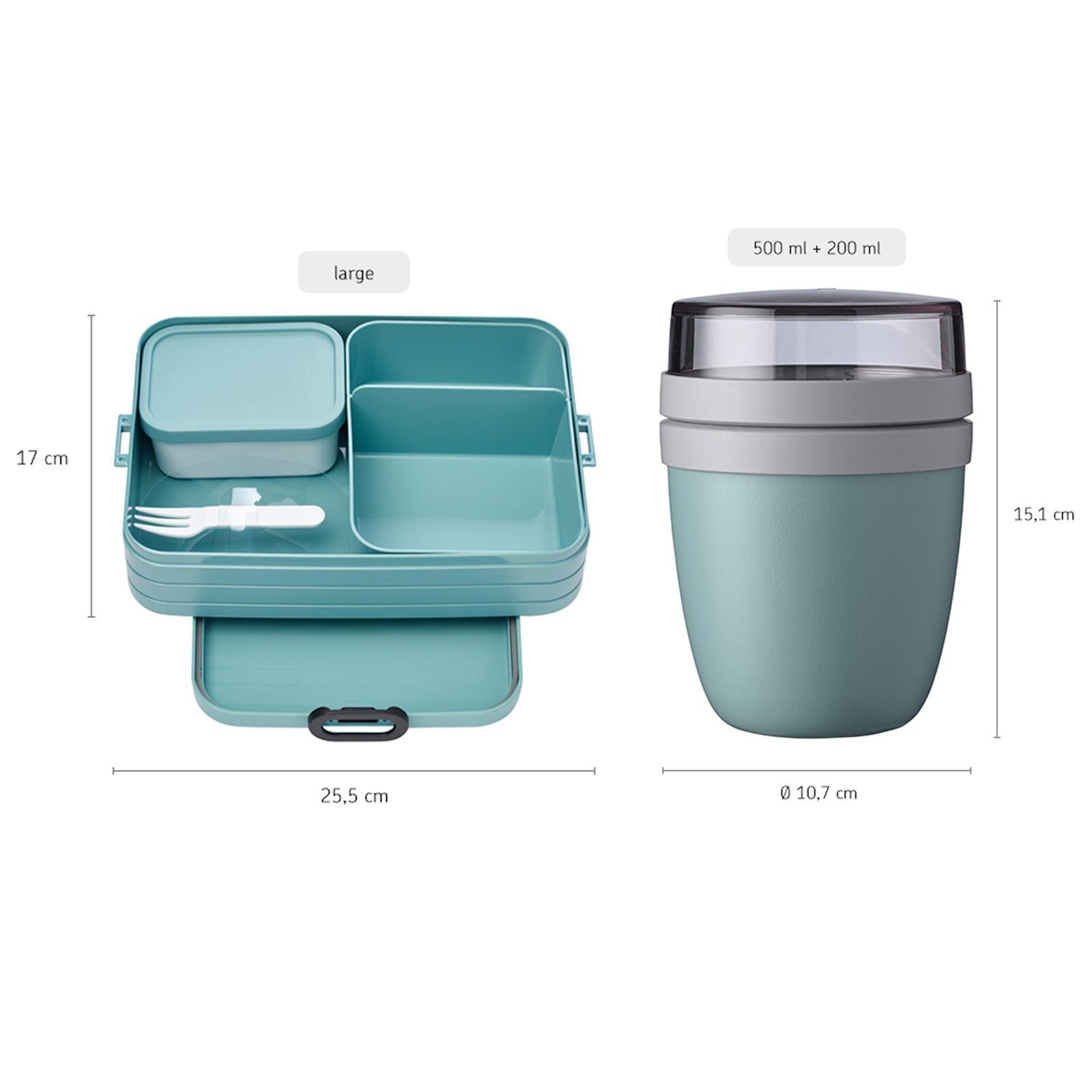 Lunchpot (2-tlg), Mepal Kunststoff, TAB Weiß Ellipse Bento + Large, + Spülmaschinengeeignet Lunchbox Lunchbox