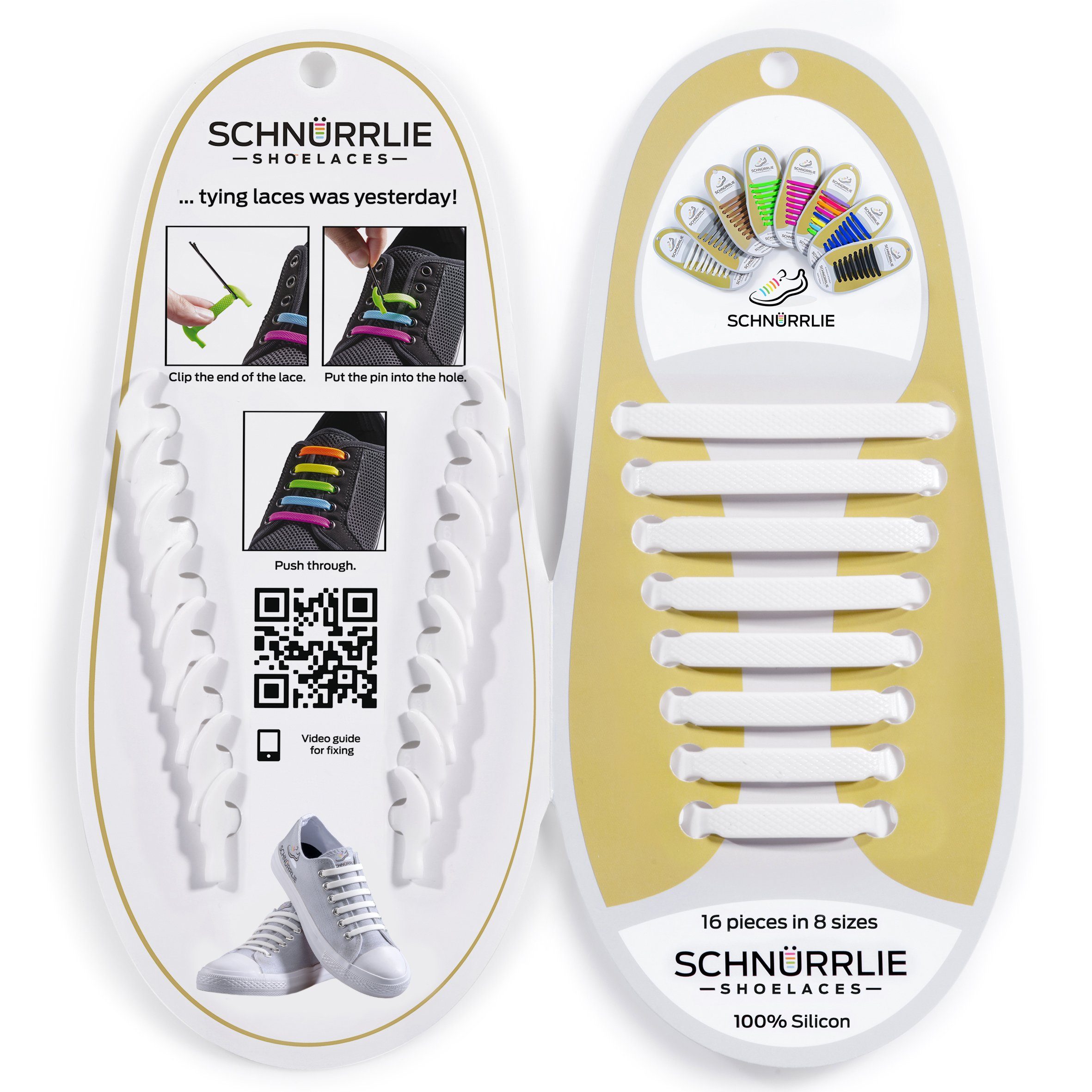 SCHNÜRRLIE Schnürsenkel Silikon Schnürbänder - elastische flache Laces, für Sneaker, Turnschuhe, Sportschuhe uvm