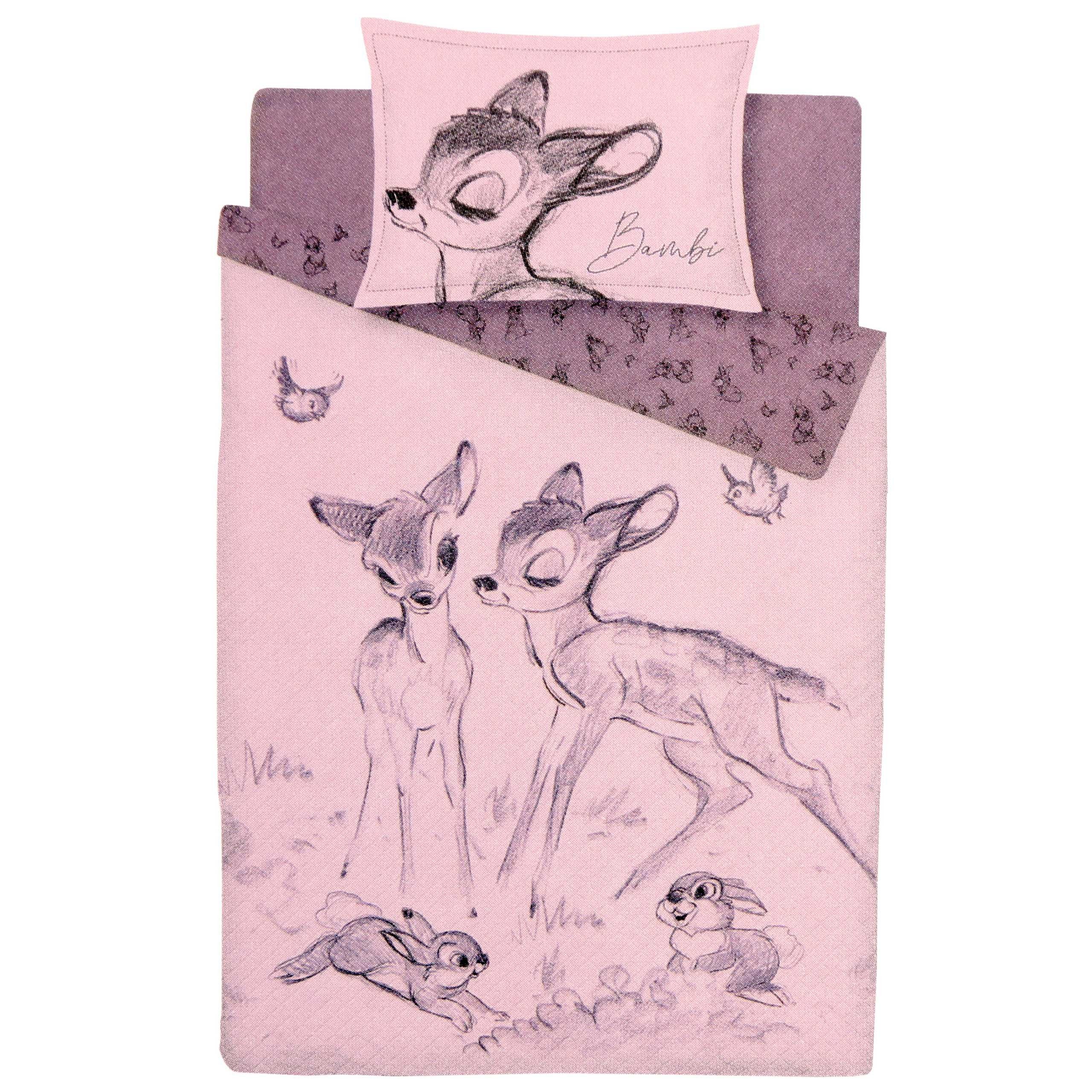 Bettbezug Pinkes Bettwäsche-Set zweiseitig zweiteilig Bambi DISNEY 135x200cm, Sarcia.eu