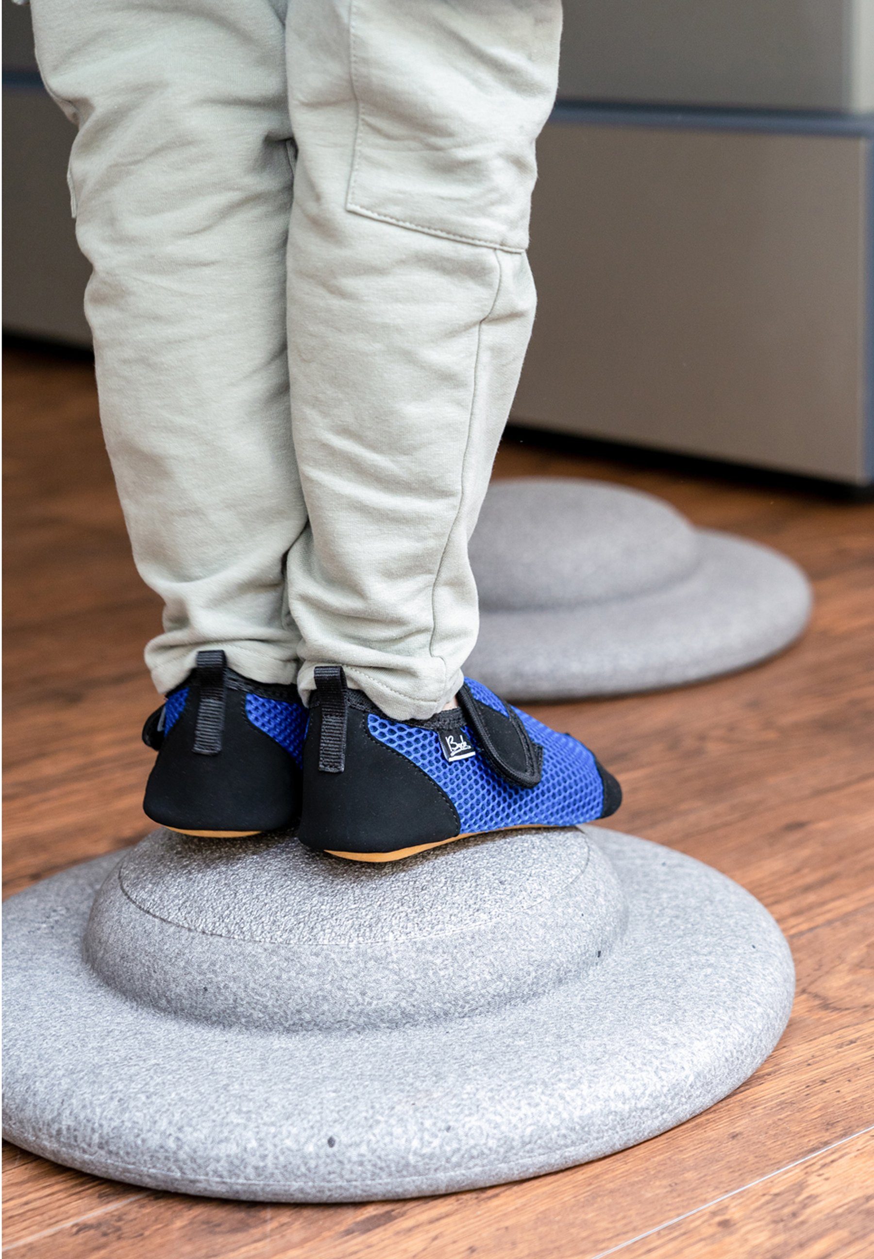 Klettverschluss, Gesunde blau Indoor-Aktiv-Schuh Fußentwicklung Barfußlaufens, atmungsaktiver Sohle des Gefühl mit - Beck BECK-BUDDIES Hausschuh