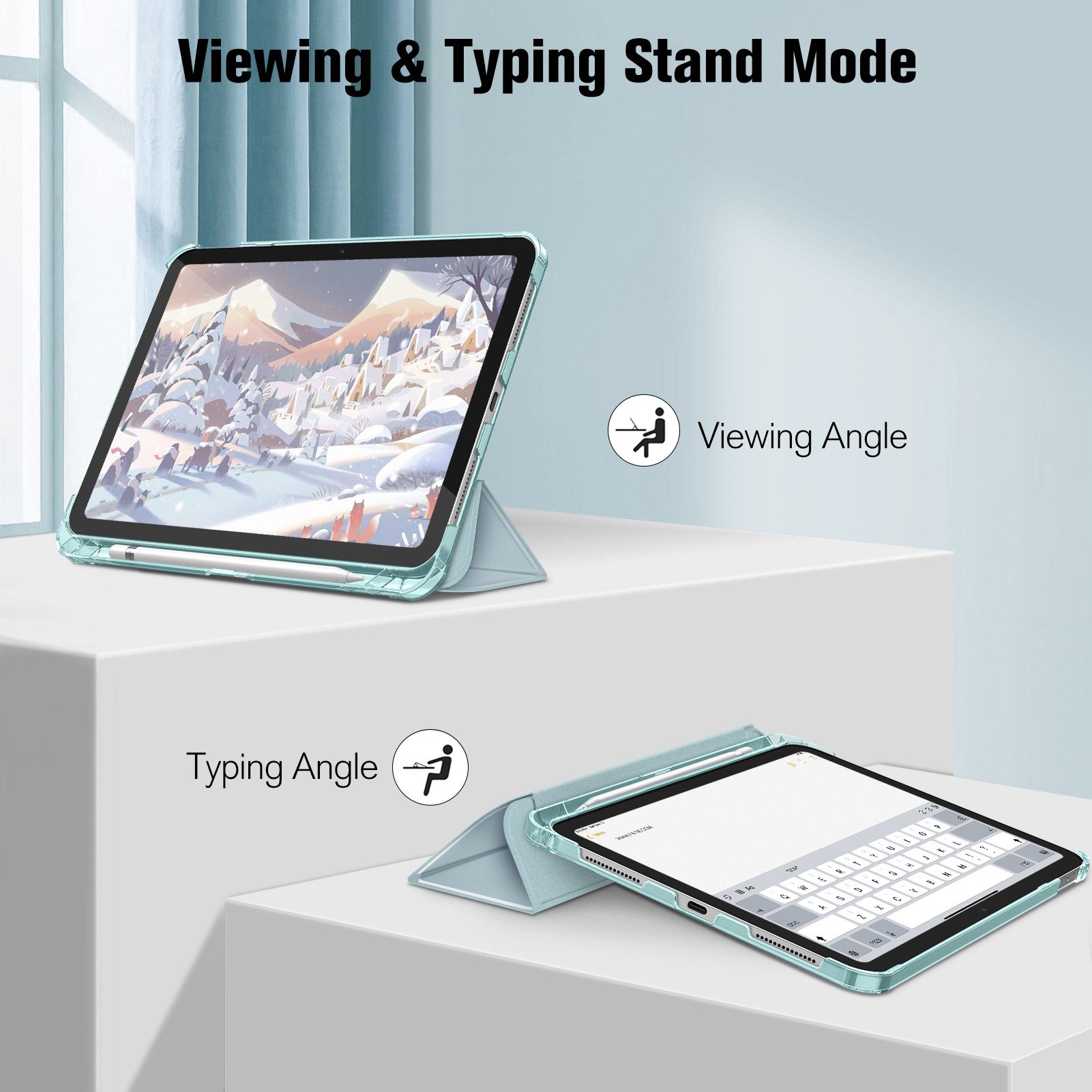 Fintie Tablet-Hülle für iPad 11 Generation 11'' 2025 (A16), iPad 10 Generation 10.9'' 2022, mit Schutzfolie, matt durchsichtige Rückseite Case mit Stifthalter – Bild 3 von 5
