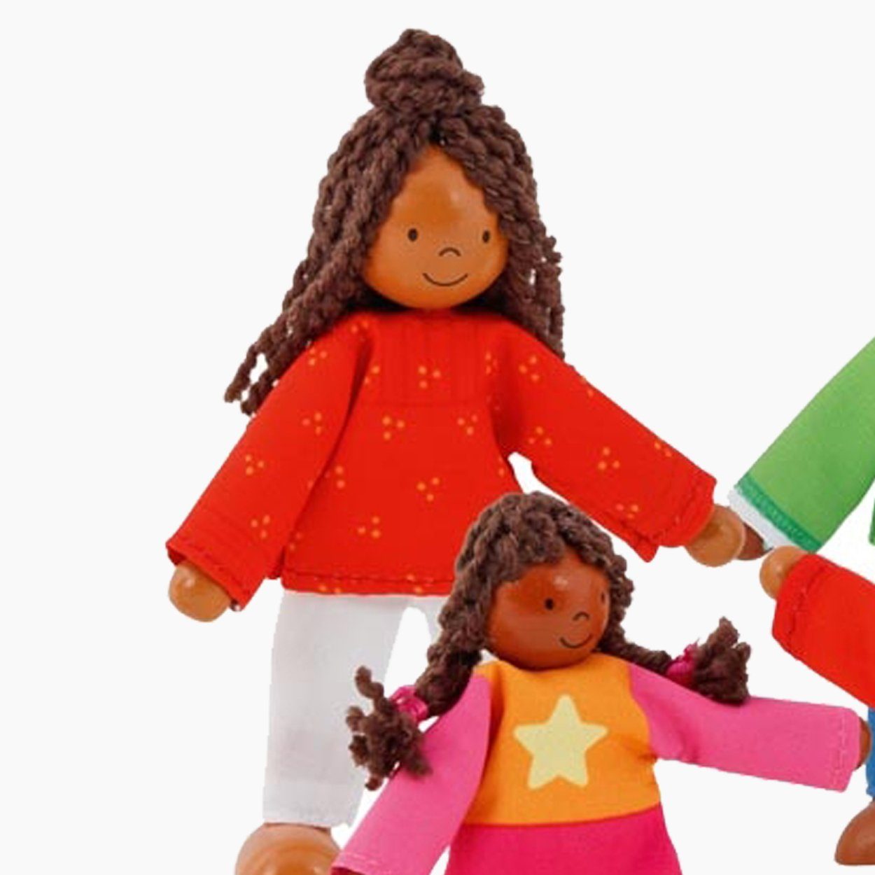 goki Biegepuppe Biegepuppen Schwarze Familie (Spar-Set, 4-tlg., packung), voll bewegliche Biegepuppen
