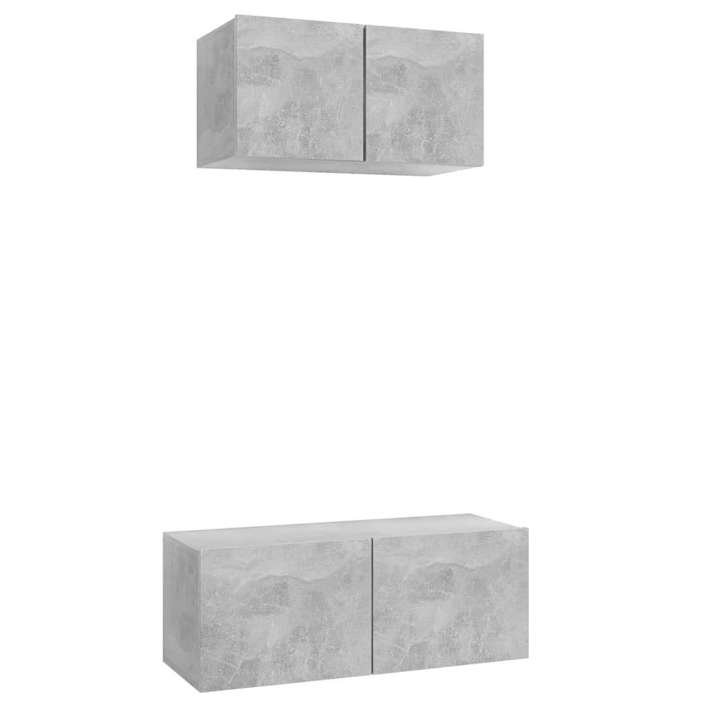 2-tlg. (2-St) vidaXL TV-Schrank-Set Betongrau TV-Schrank Holzwerkstoff