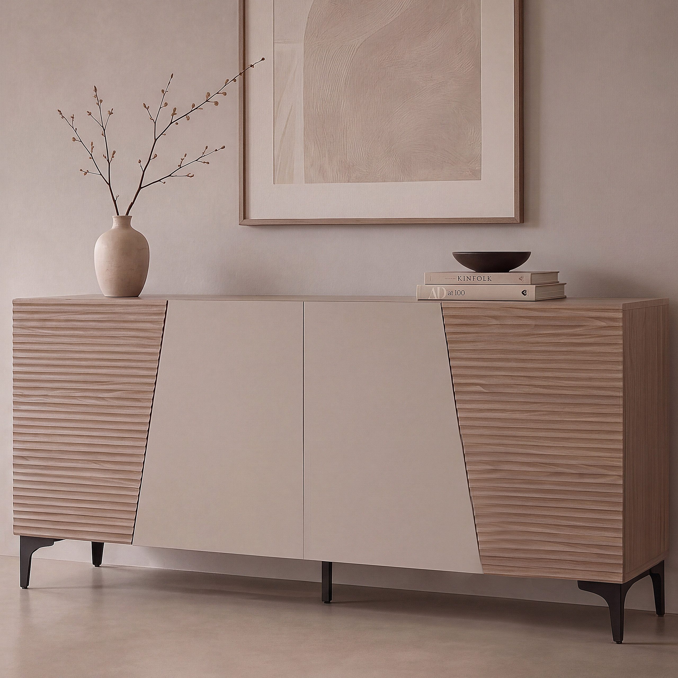 MCW Sideboard MCW-Q83-S, Dekorative Kombination aus strukturierten und glatten Fronten