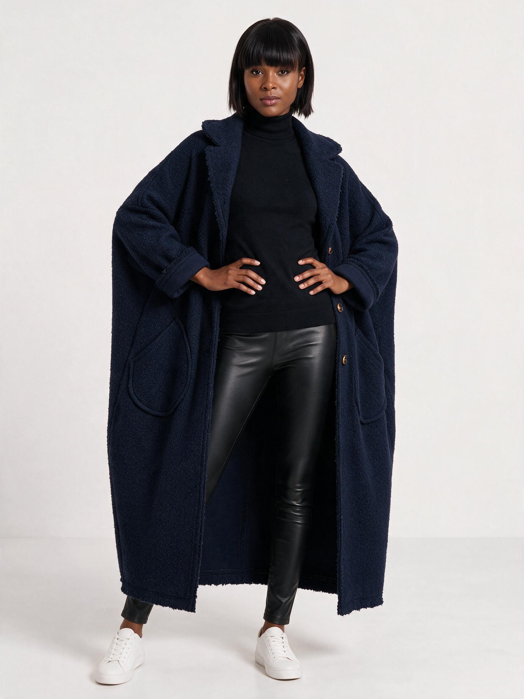 YC Fashion & Style Langmantel Oversize Übergang Mantel Bouclé-Optik Brit-Chic One Size Gr. 38–54