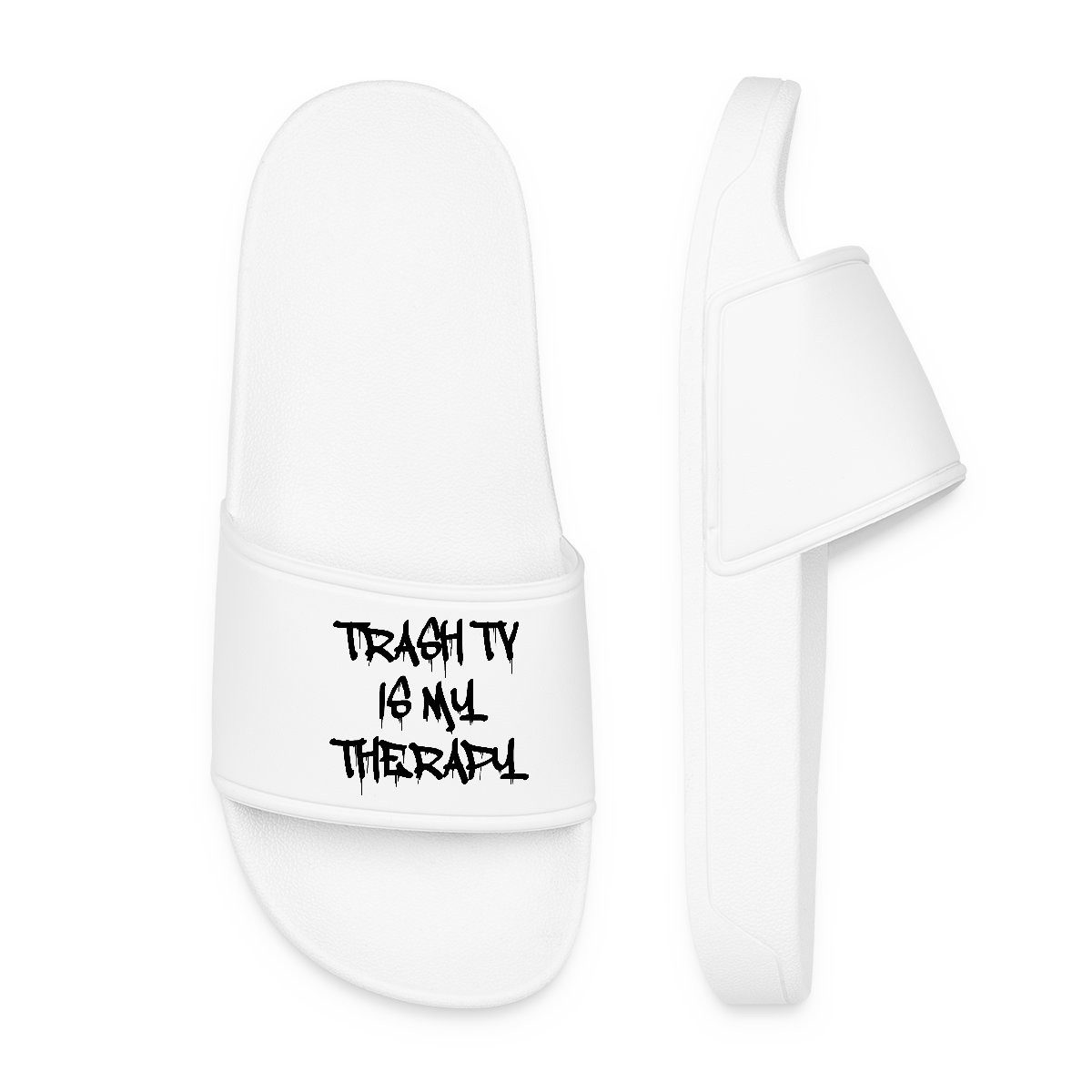 Spreadshirt Trash TV Is My Therapy Reality Show Therapie Badelatschen Damen Badeschuh