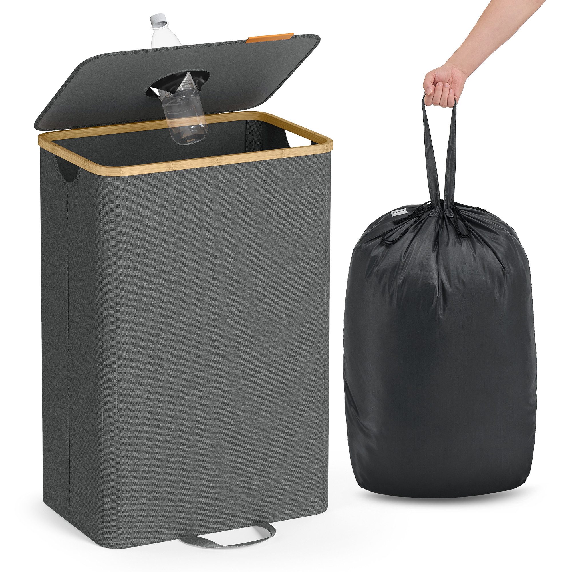 SONGMICS Flaschenkorb, Flaschensammler, Pfandflaschen, 95 / 135 L Flaschensammler, mit Loch