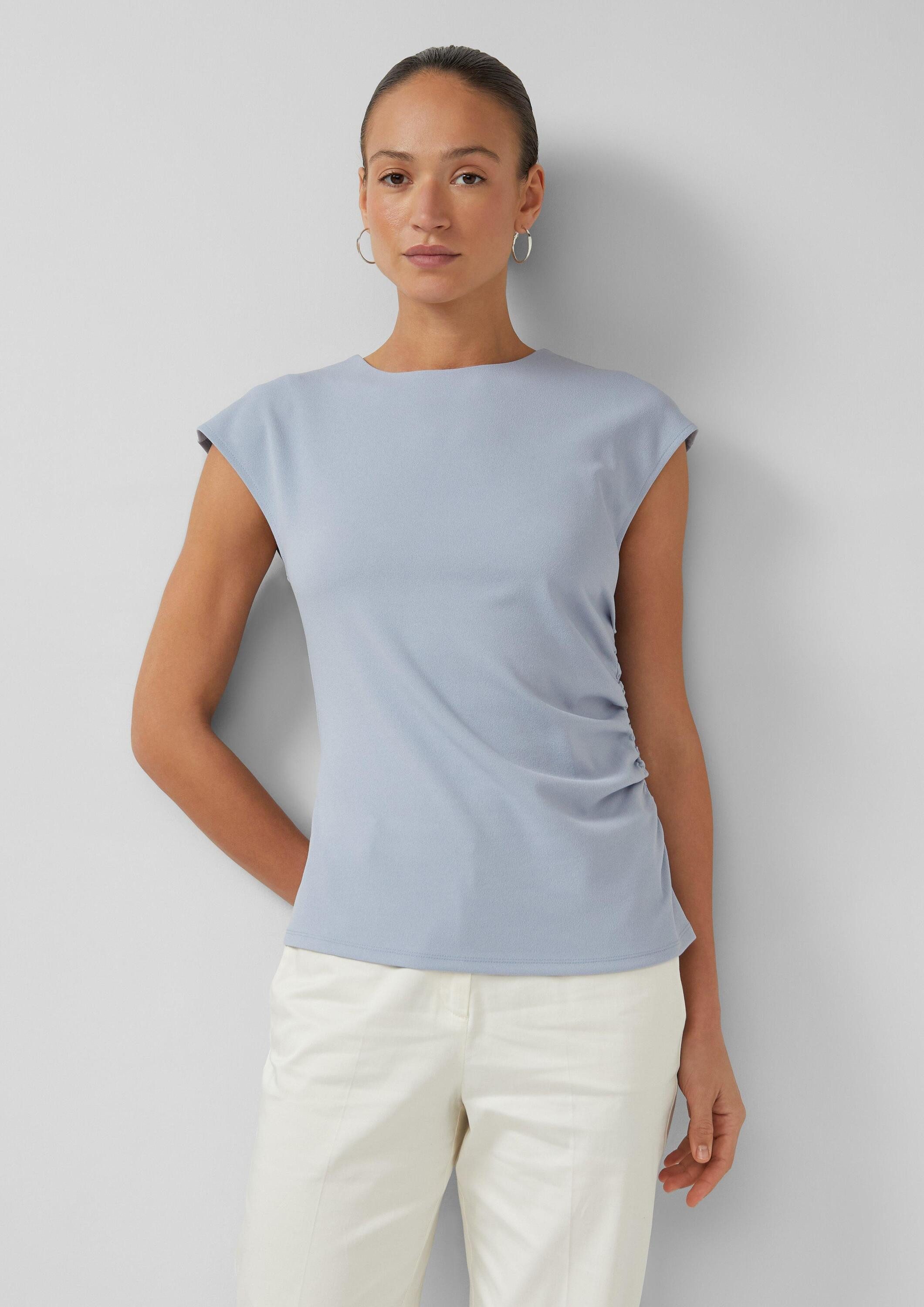 s.Oliver Kurzarmshirt T-Shirt Elegantes Shirt mit seitlicher Raffung
