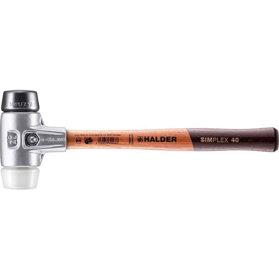 Gummihammer HALDER SIMPLEX Schonhammer Ø 40 mm Gummi / Superplastik mit Aluminiumg