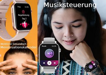 Deunis Smartwatch (1,69 Zoll, Android iOS), Telefonfunktion Schlafmonitor Schrittzähler Fitness Tracker Sportuhr