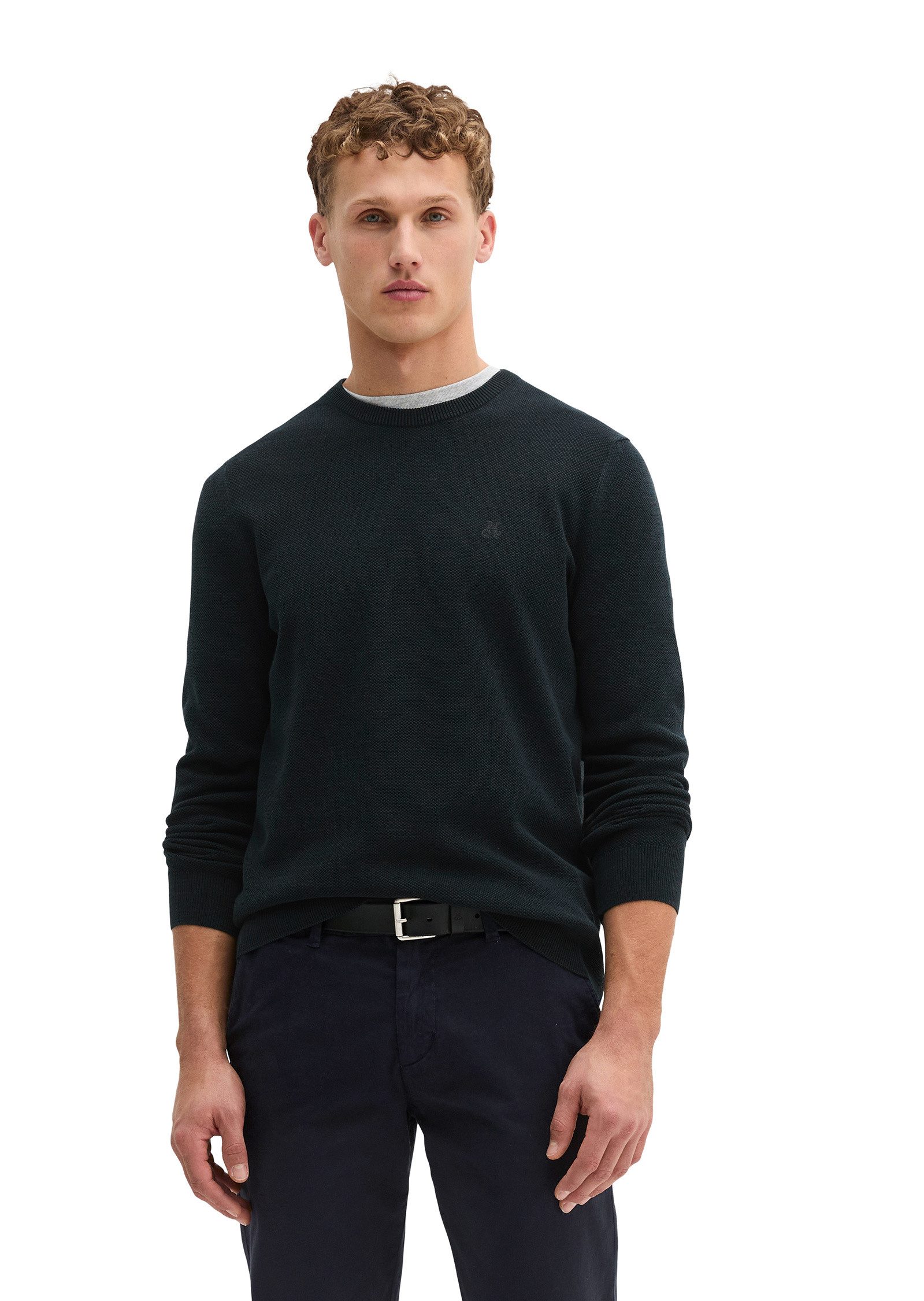 Marc O'Polo Rundhalspullover aus Bio-Baumwoll-Piqué