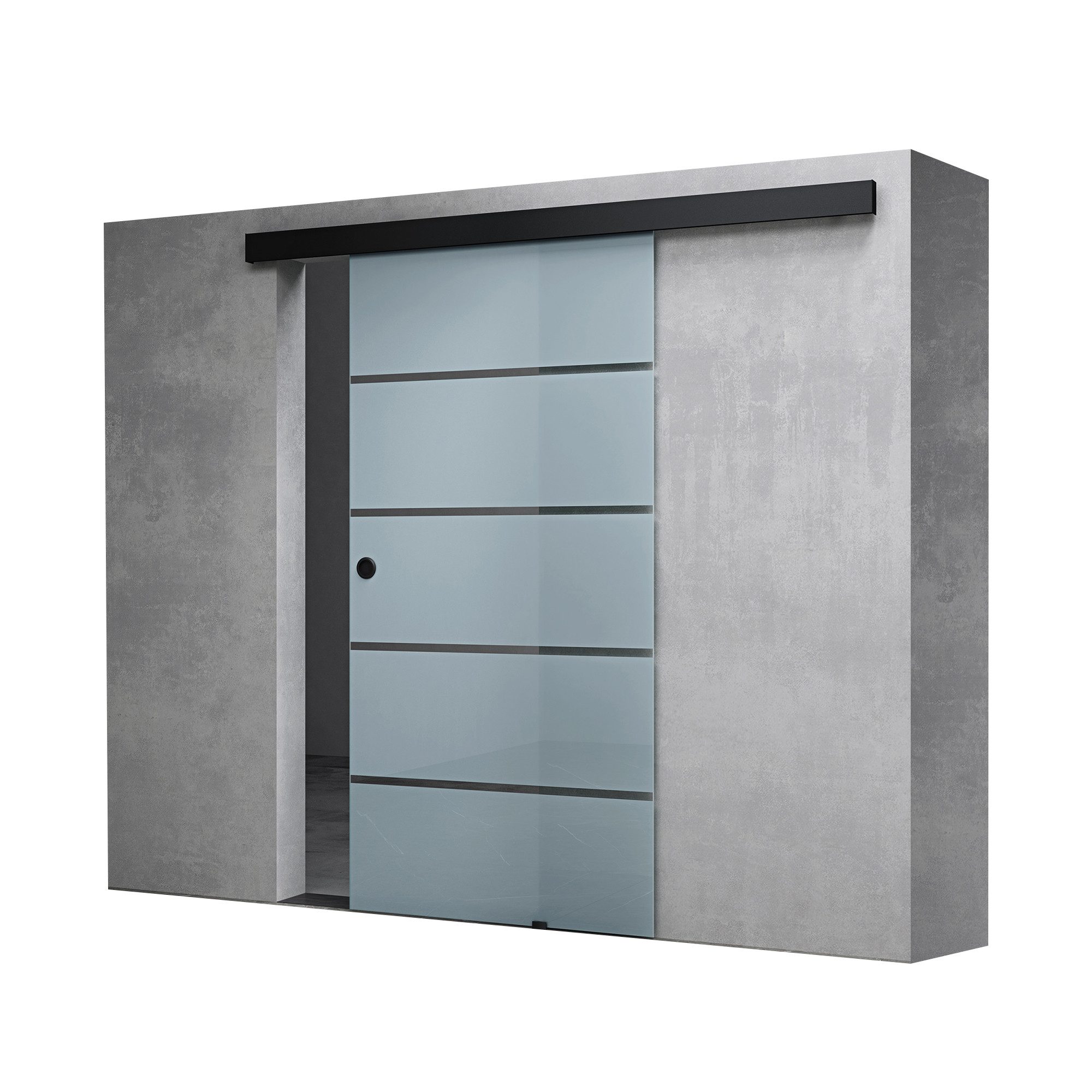 Mai & Mai Glasschiebetür Schwarz Milchglas Streifen 25 mm Wandabstand 8mm E günstig online kaufen