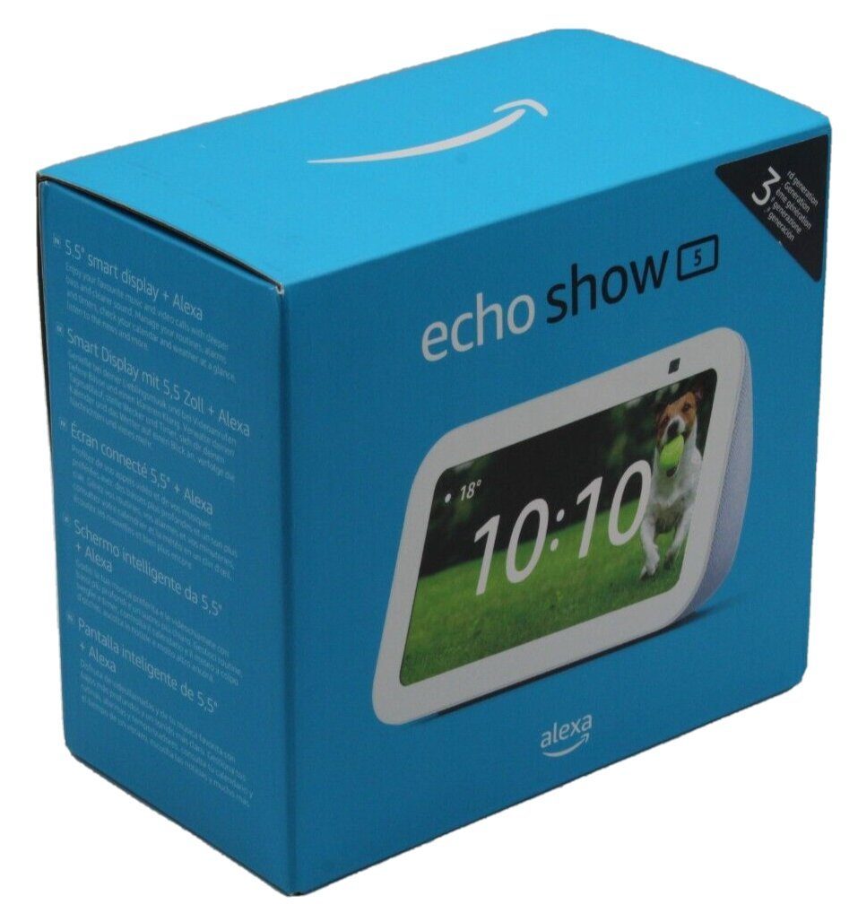 Amazon Echo 3. Generation Sprachsteuerung, Speaker Bluetooth, (WLAN Mikrofon- Show Weiß Kamera-aus-Taste) mit Bluetooth, 2023 Smart 5 (WiFi), 