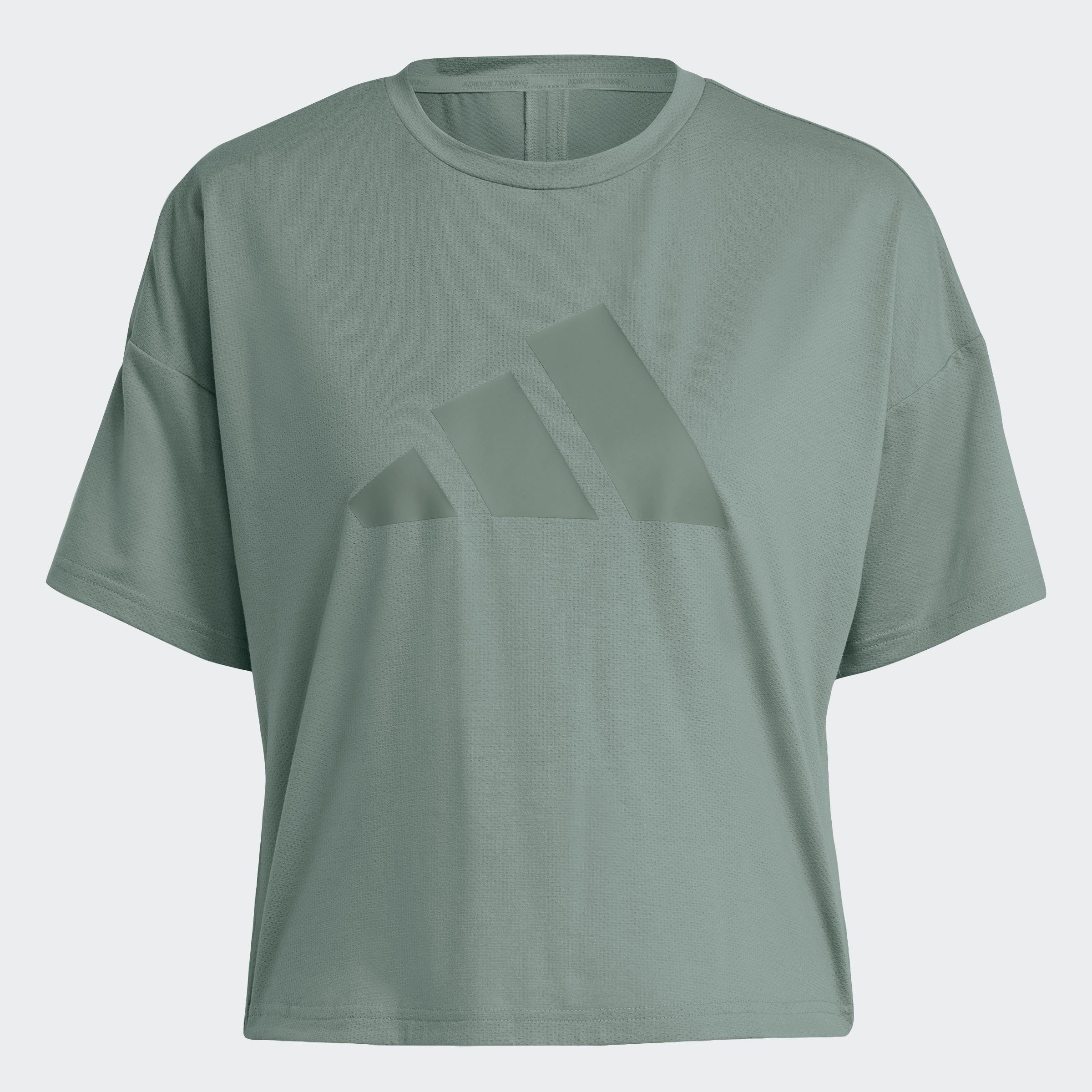 adidas Performance T-Shirt TRAIN ICONS Silver 3 LOGO Green BAR