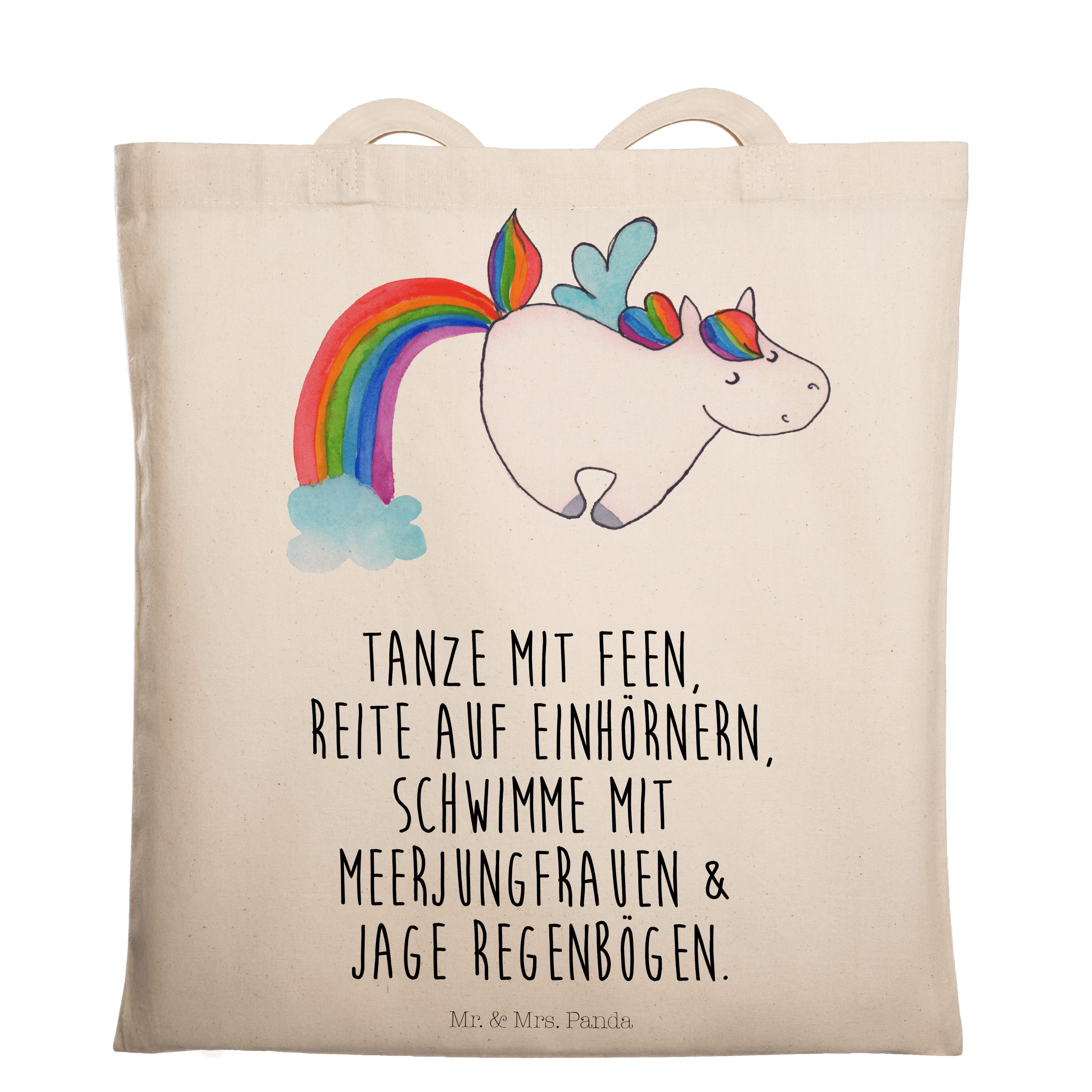 Mr. & Mrs. Panda Tragetasche Einhorn Pegasus - Transparent - Geschenk, Unicorn, Jutebeutel, Einhor (1-tlg)