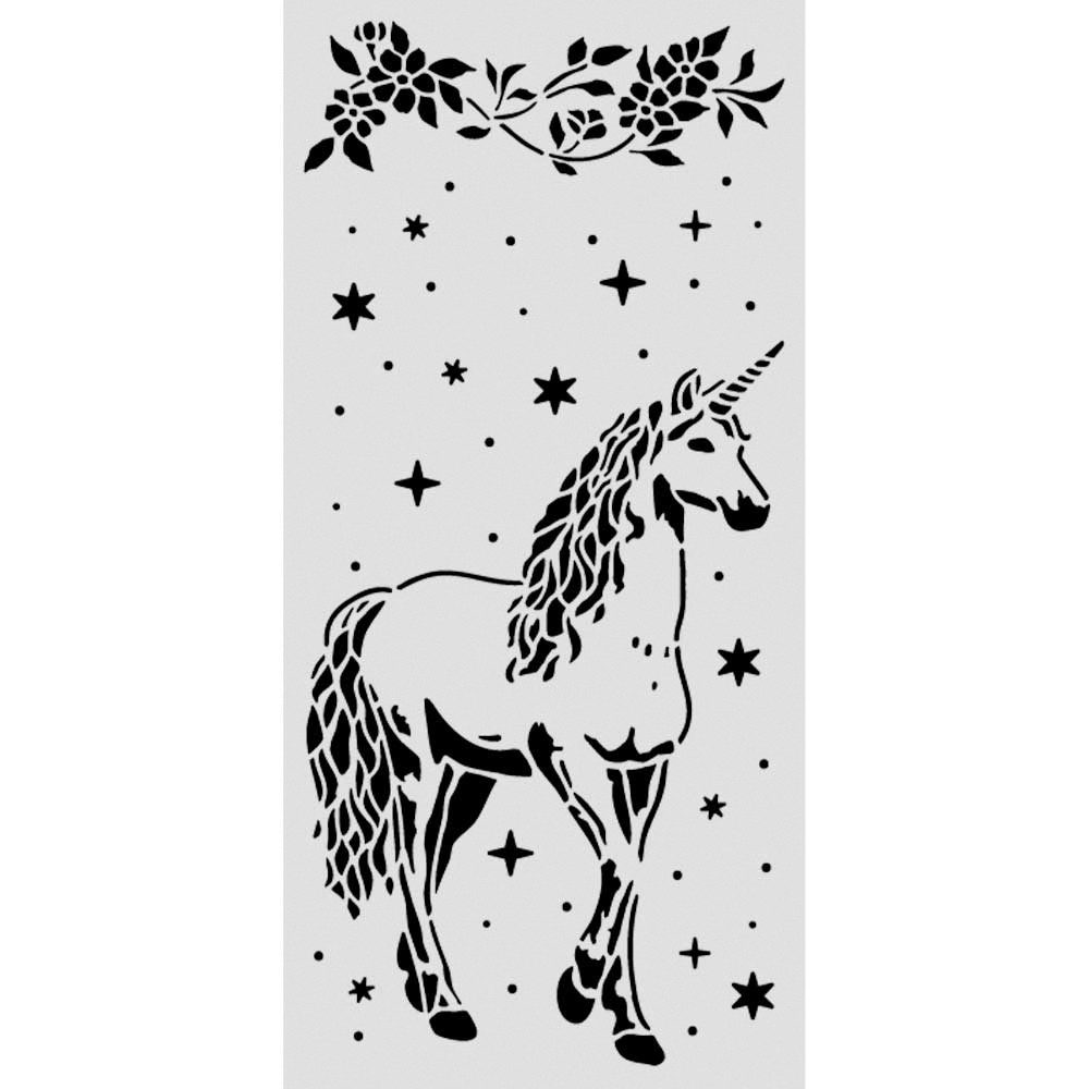 Stamperia Motivschablone Schablone Wonderland - Unicorn, 12 x 25 cm