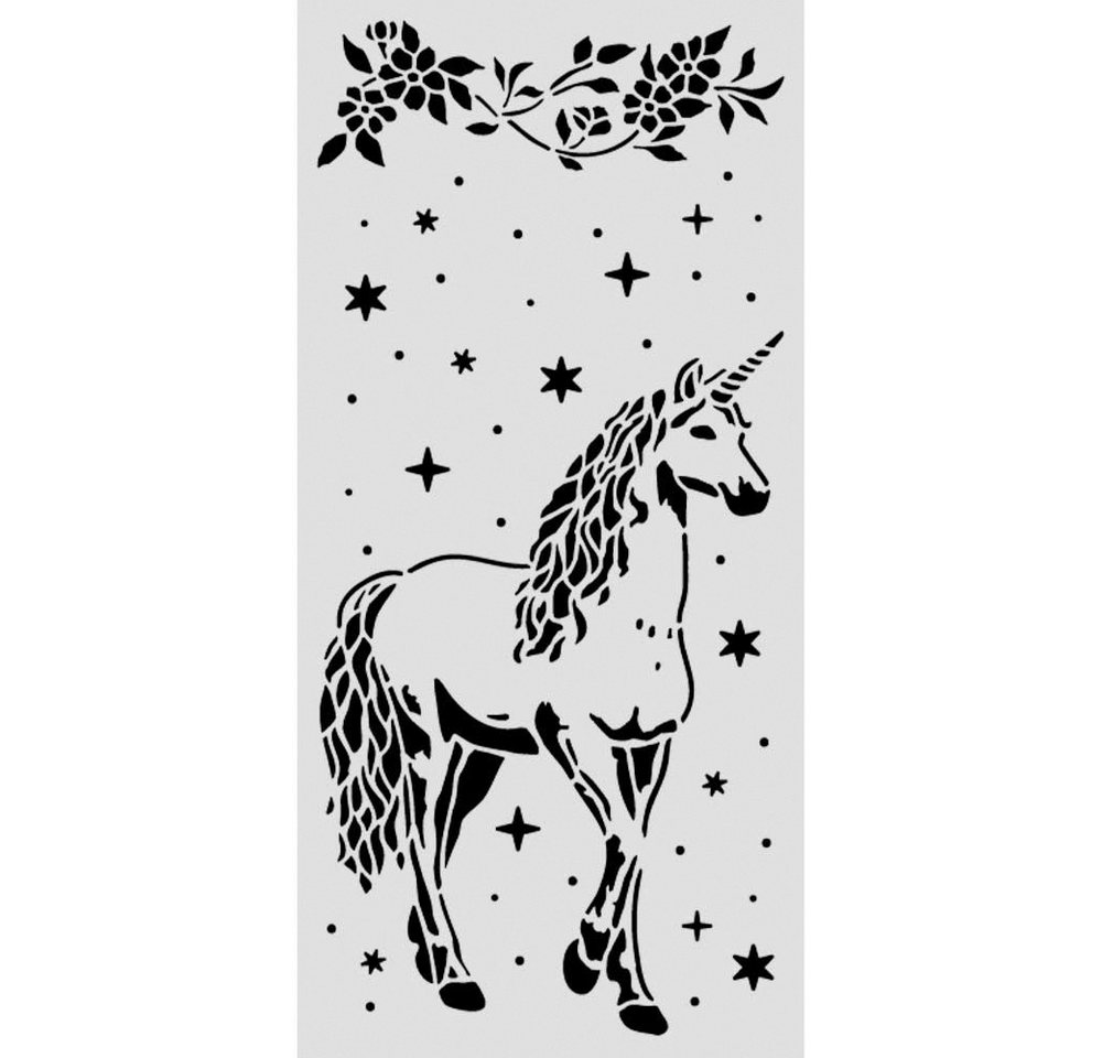 Stamperia Motivschablone Schablone Wonderland - Unicorn, 12 x 25 cm