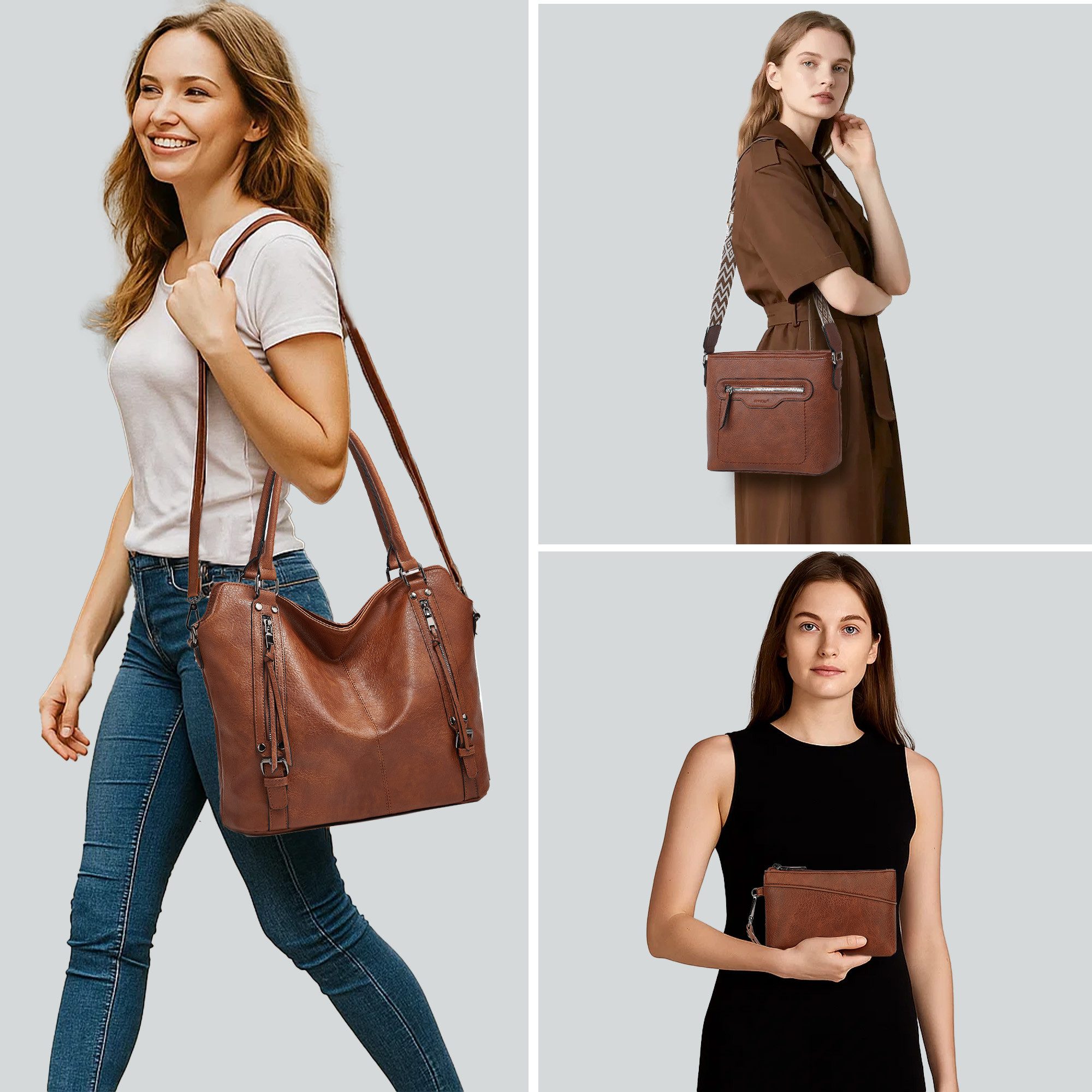 TAN.TOMI Handtasche 3-Tlg Shopper Schultertasche Geldbörse Damen Groß Umhän günstig online kaufen