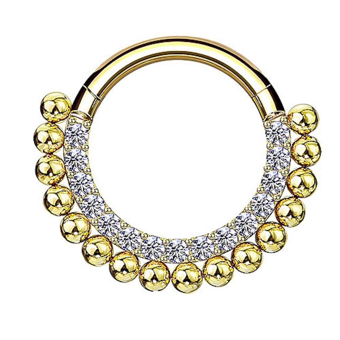 Nasenpiercing Septum Piercing Ring Segmentring Clicker Scharnier Kugel mit Kristall