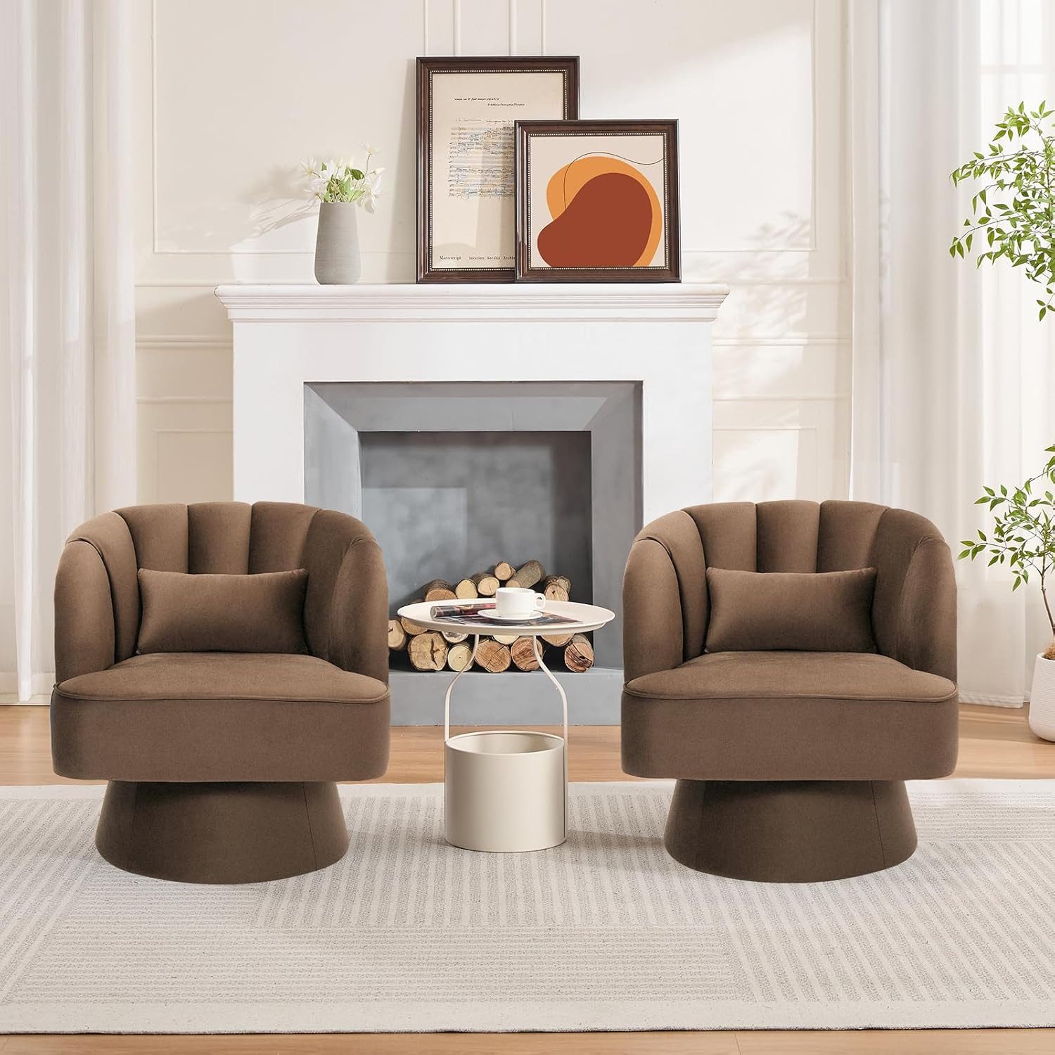 GarveeMore Sessel Sessel mit 360 Grad drehbare Kuscheltonnen-Akzentsofasessel, Samtbezug,Armlehnensessel,Polstersessel,Akzentstul – Bild 3 von 5