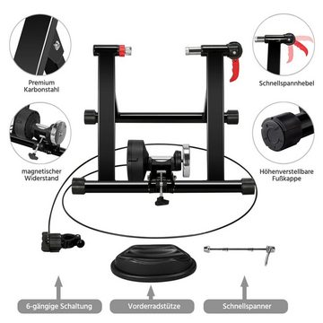 Yaheetech Heimtrainer, Klappbar Fahrrad Rollentrainer inkl. Schaltung