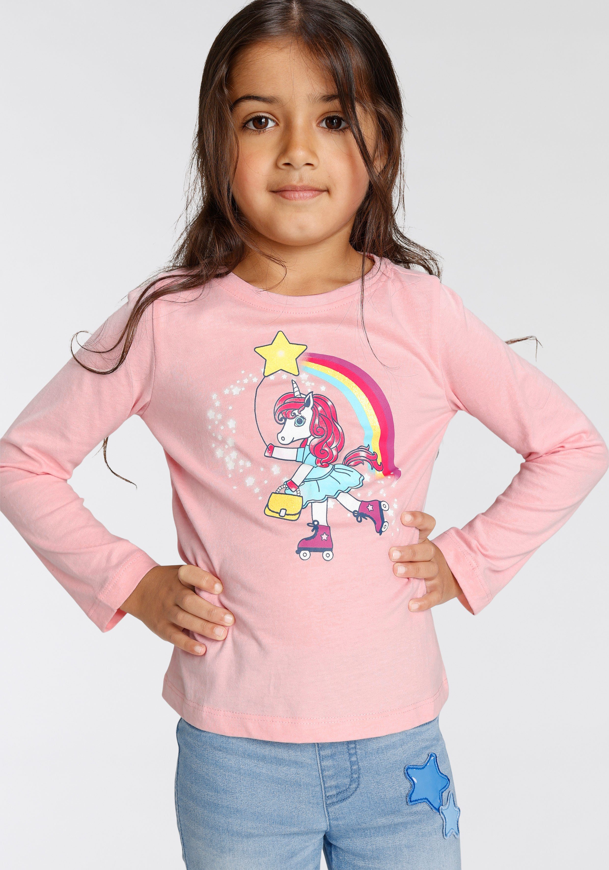 Langarmshirt Einhorn auf Rollschuhen
