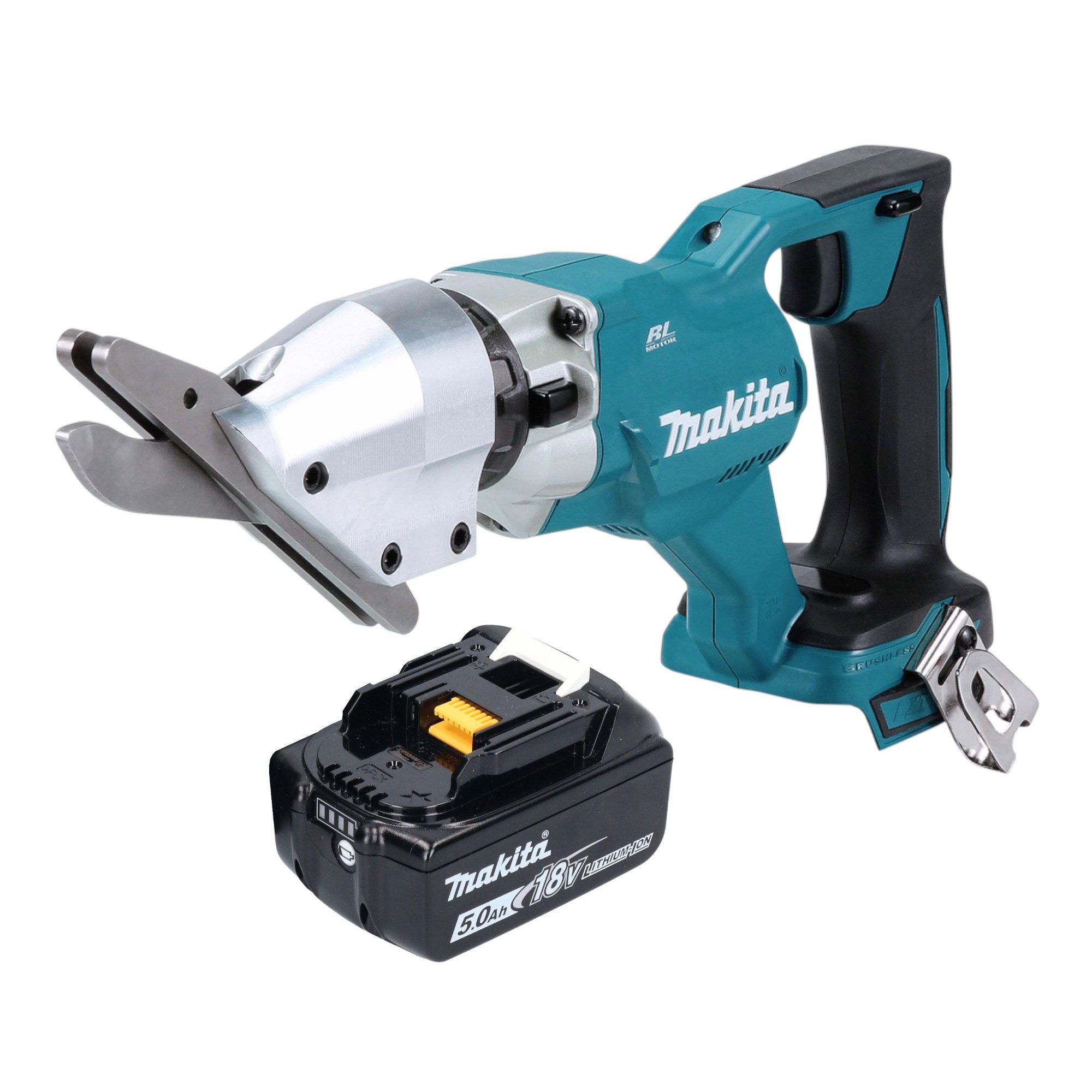Makita Akku-Blechschere DJS 800 T1 Akku Faserzementschere 18 V Brushless + 1x Akku 5,0 Ah