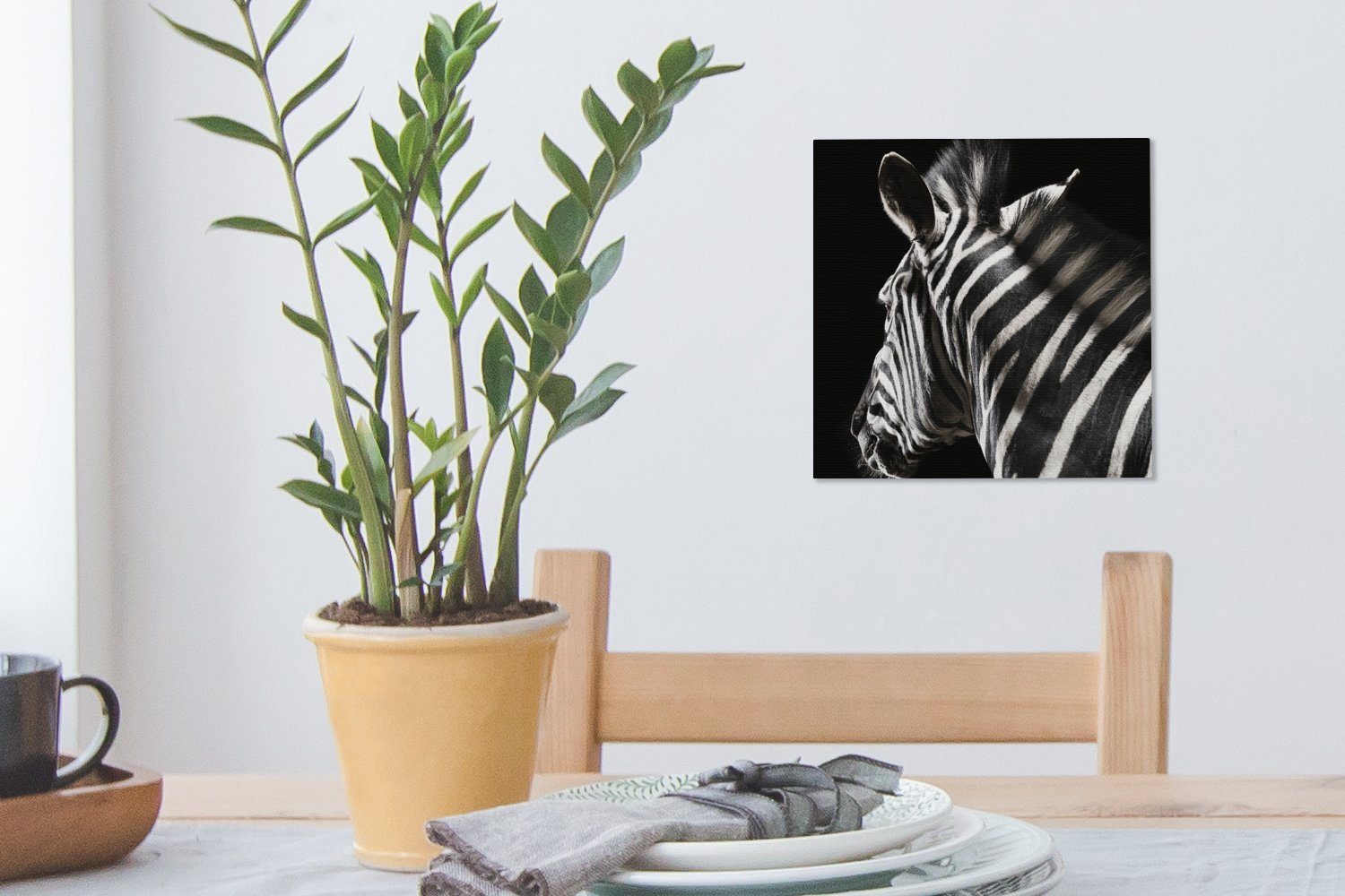 Tiere OneMillionCanvasses® Wohnzimmer (1 Wilde bunt - Schlafzimmer Leinwandbild Muster, für Leinwand Bilder - Zebra St),