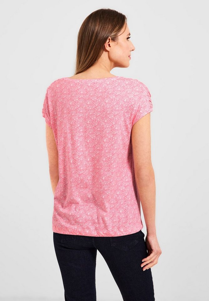 Cecil T-Shirt mit Raffungen an den Schultern, Zweifarbiger Minimalprint