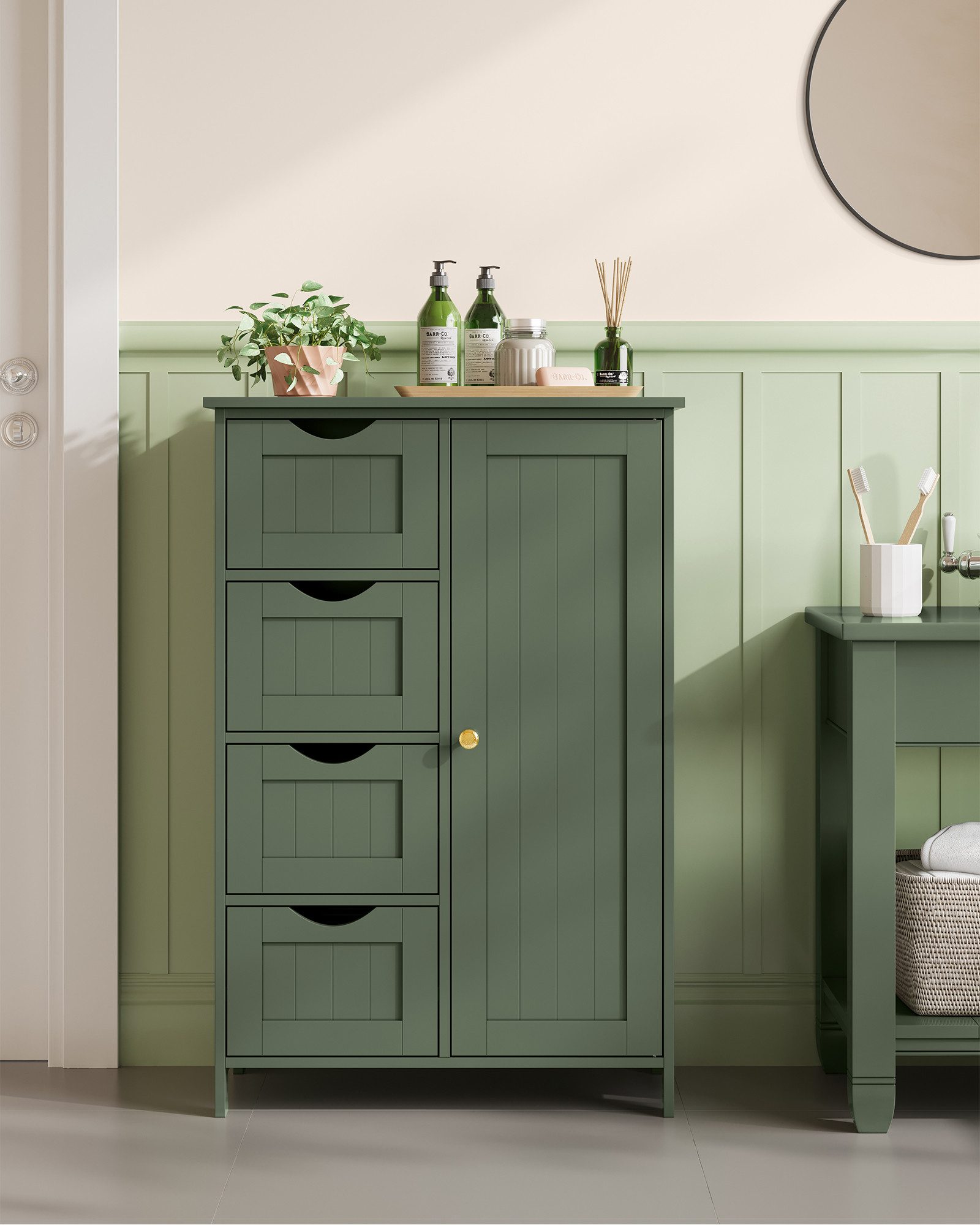 VASAGLE Badmöbel-Set Badezimmerschrank Badschrank Beistellschrank, mit 4 Sc günstig online kaufen