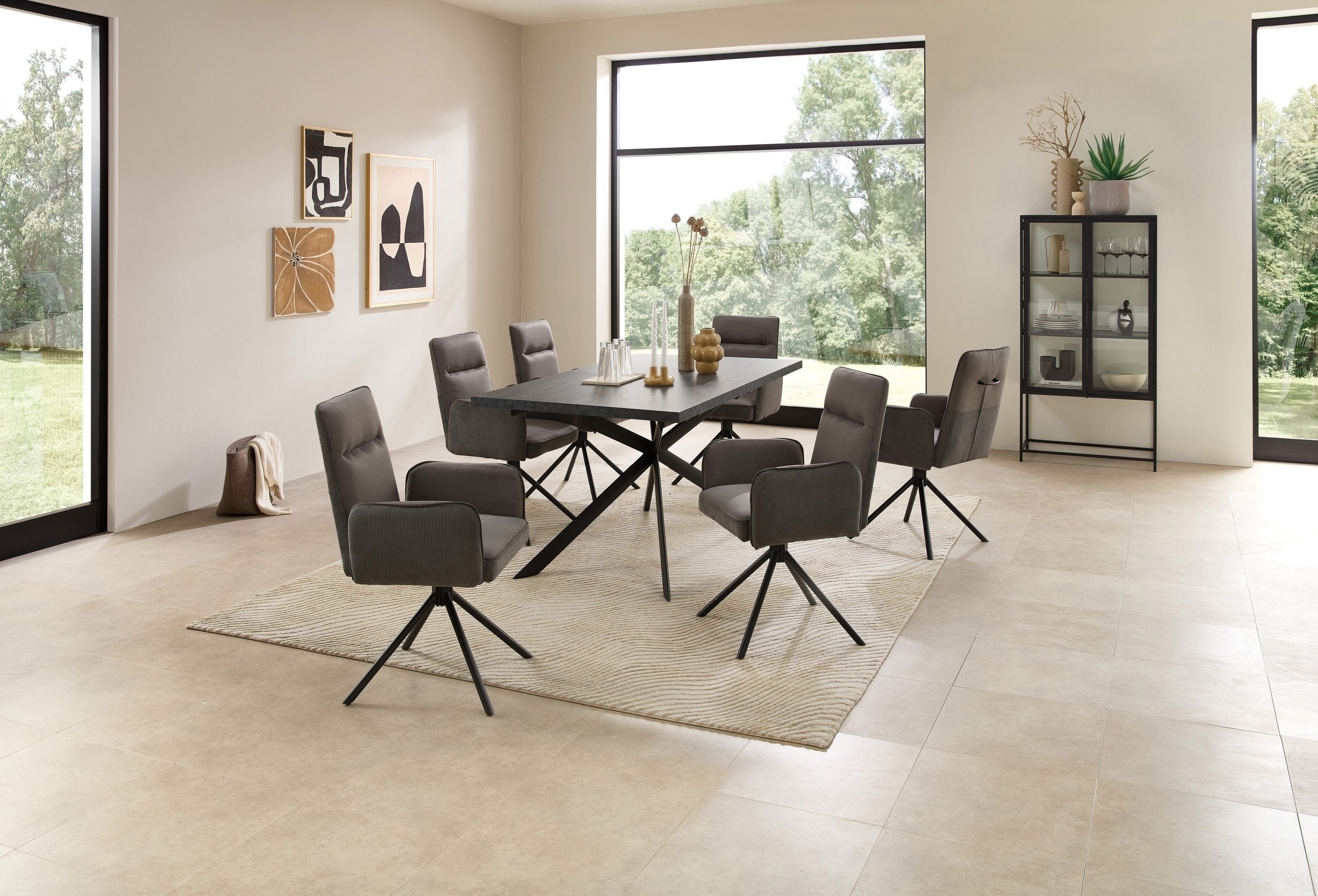 PREISBRECHER Armlehnstuhl Solea (2er Set), (2er Set) drehbar, grau, schwarz - 53x92x59 (BxHxT)