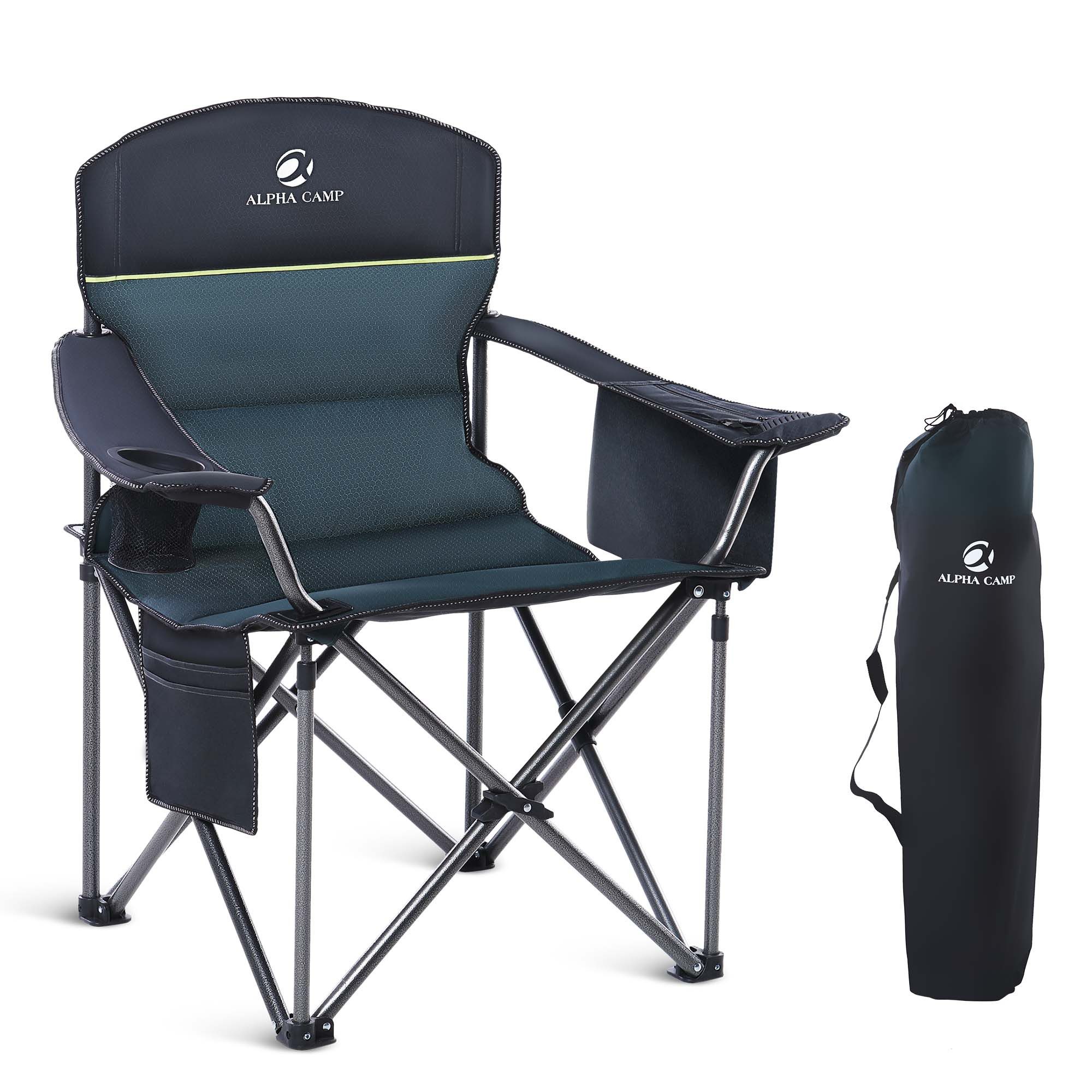 ALPHA CAMP Campingstuhl (Packung), Camping stuhl bis 200kg Klappstuhl Angelstuhl XXL mit Armlehnen