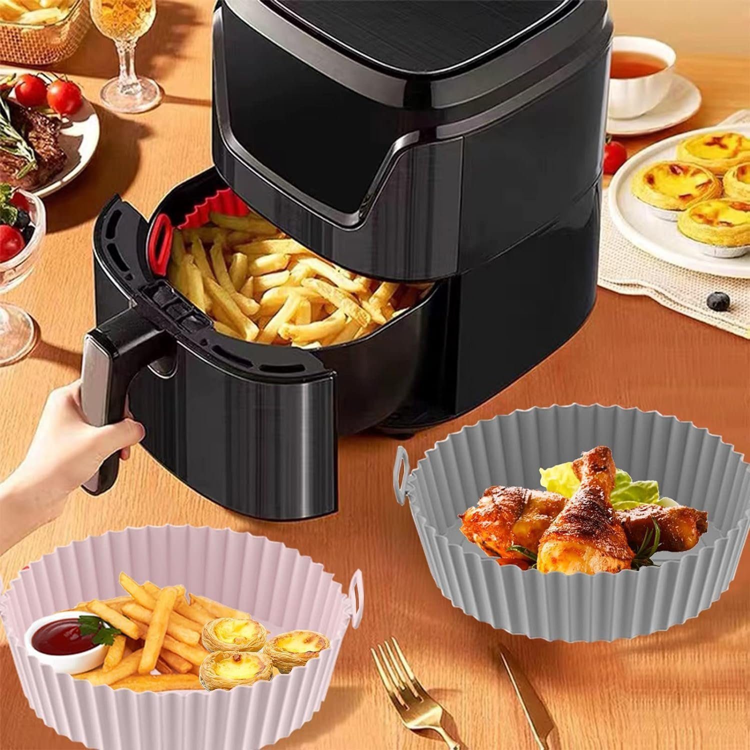 FELIXLEO Obstkuchenform Silikonform 2STK Air Fryer Silikon Backblech Wiederverwendbarer, (2-tlg)