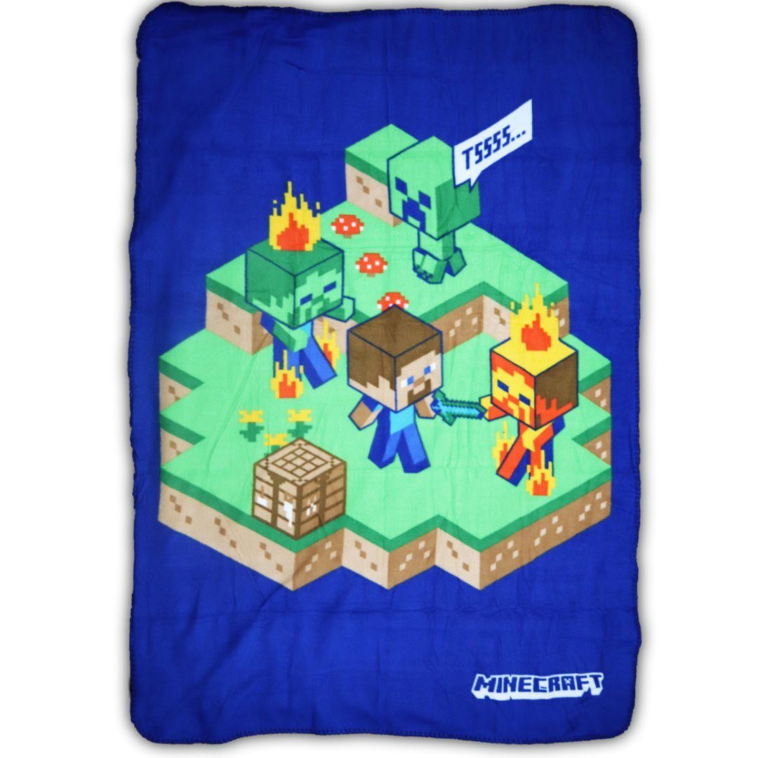 Kuscheldecke Zombie 100x140 Fleecedecke, Kinderdecke Minecraft, Kinder cm leichte Minecraft Steve Creeper