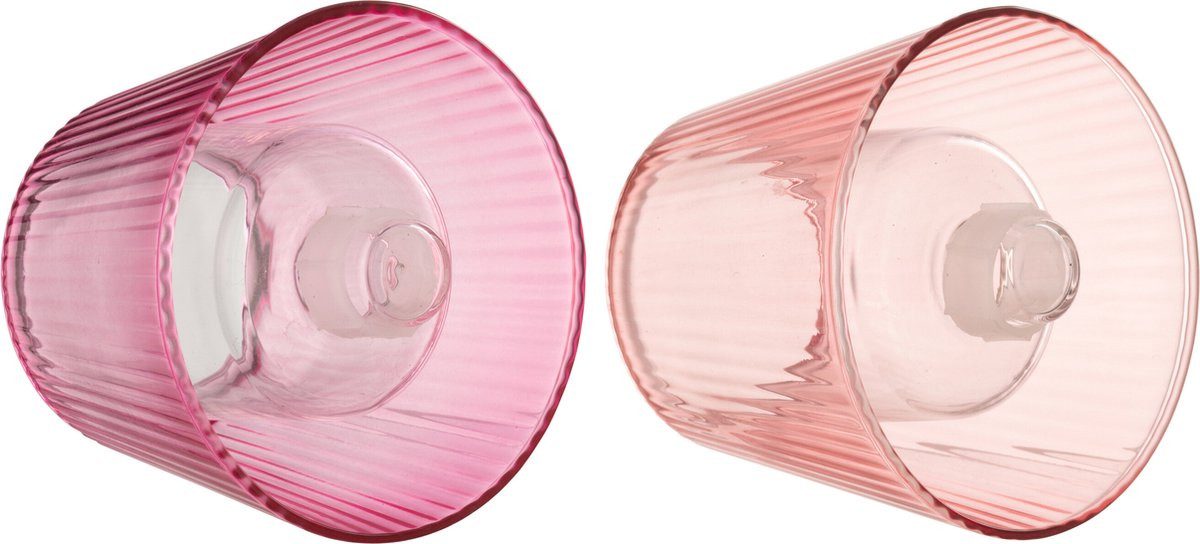 J-line Teelichthalter Teelichthalter Hoed - Glas - Rosa (Set, 2 St., 2er-Set), aus Glas